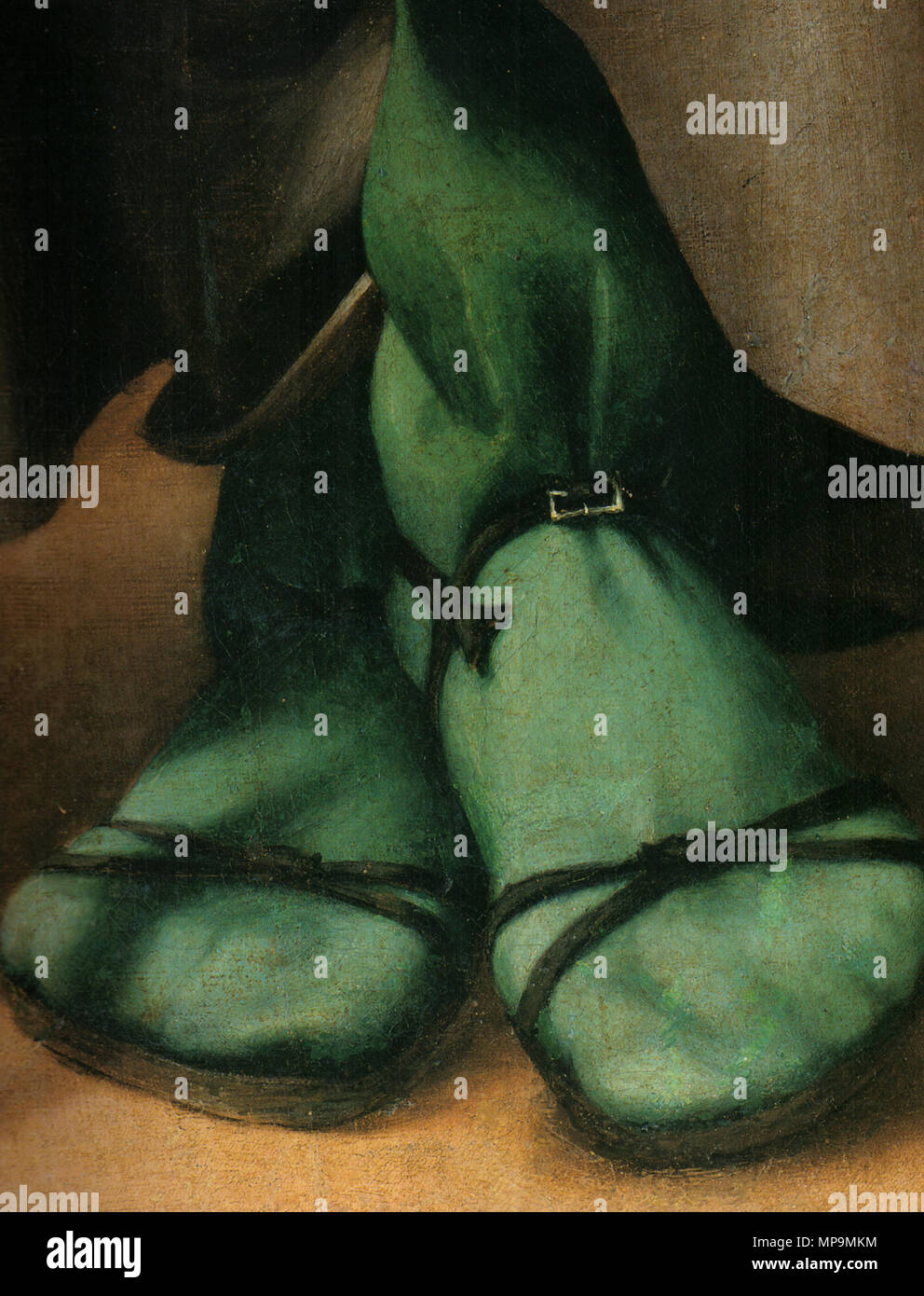 La Virgen y el Niño con los Santos. Detalle: zapatos . 1521. 821 Lotto,  pala di Santo Spirito 04 Fotografía de stock - Alamy