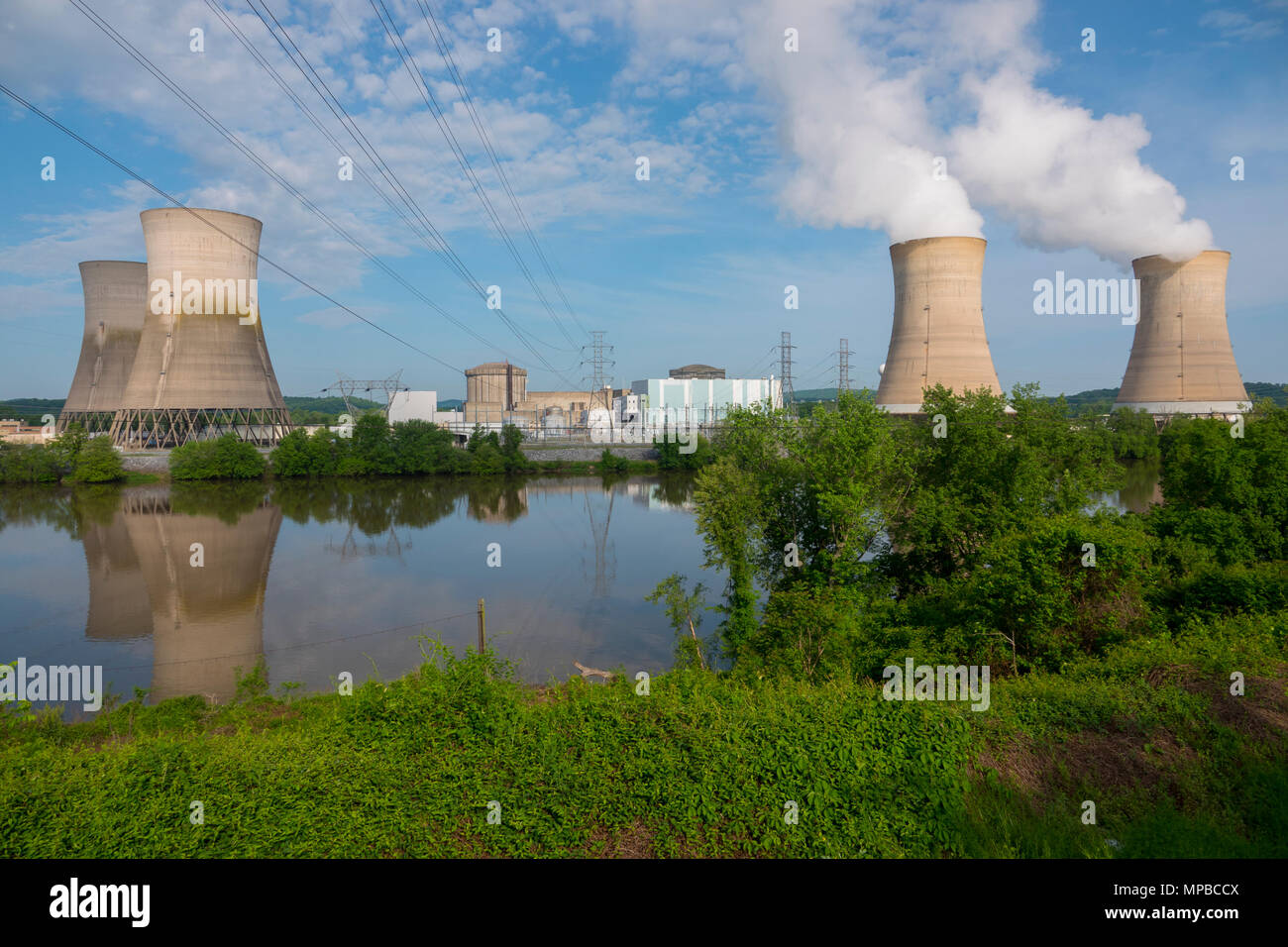 Ee.Uu. Pennsylvania Harrisburg, PA planta de energía nuclear de Three Mile Island sitio el accidente en 1979 la energía eléctrica Foto de stock