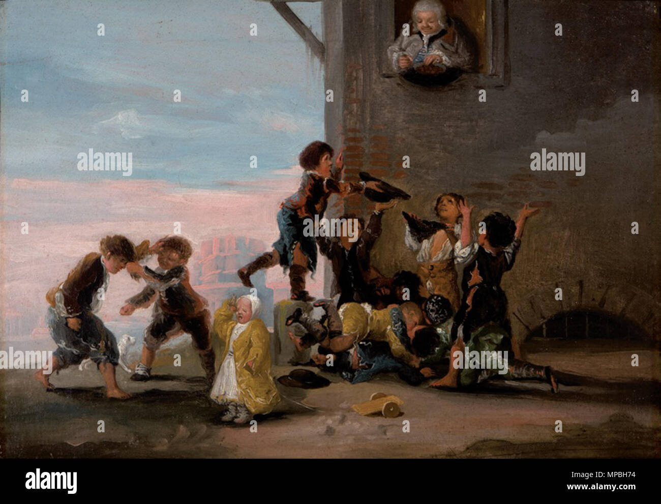 931 Niños anus castañas disputándose por Goya Foto de stock