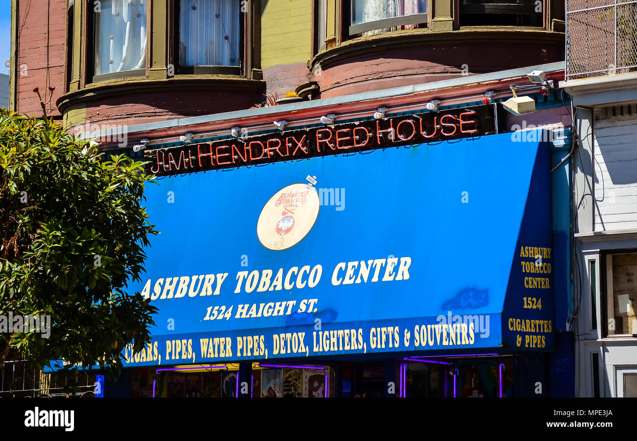 San Francisco, CA. Jimi Hendrix Casa Roja - Este es el apartamento de Jimi Hendrix cuando vivía en el distrito de Haight-Ashbury de San Francisco. Foto de stock