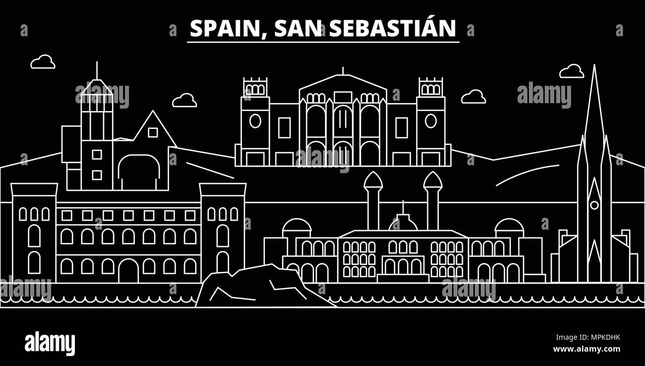 San Sebastián silueta horizonte. España San Sebastián ciudad de