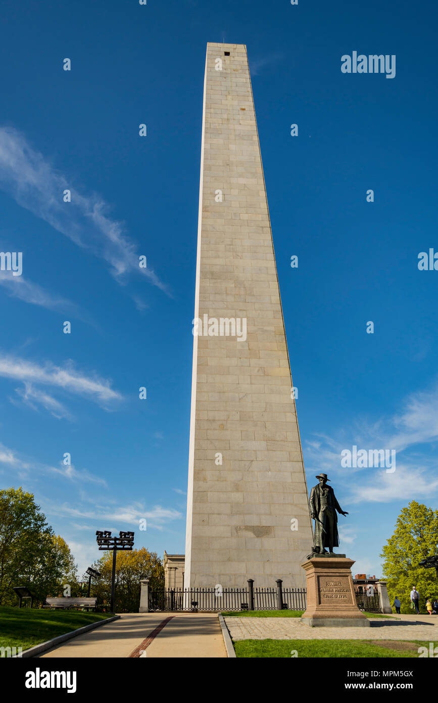 El Bunker hill Monument en Boston, Massachusetts. Foto de stock