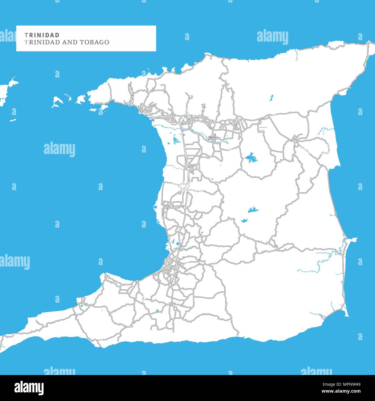 Mapa de la isla de Trinidad, Trinidad y Tobago, contiene la geografía