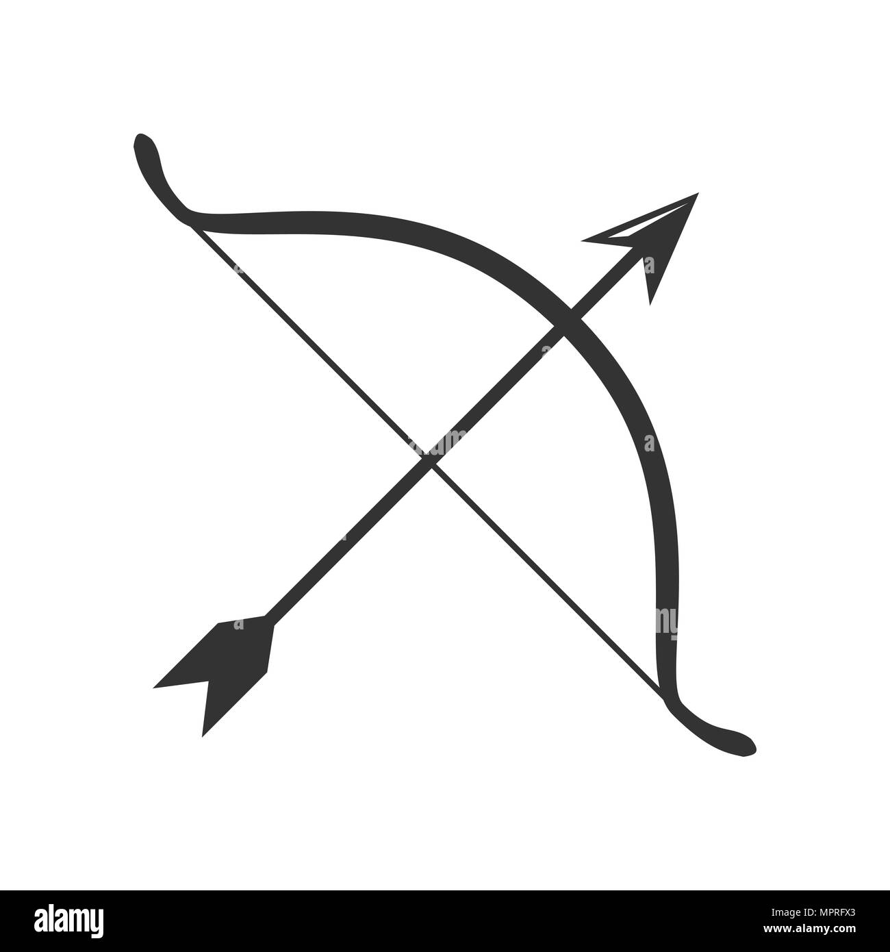 Arco y flecha simple silueta Vector Graphic Symbol Logo Design Ilustración del Vector