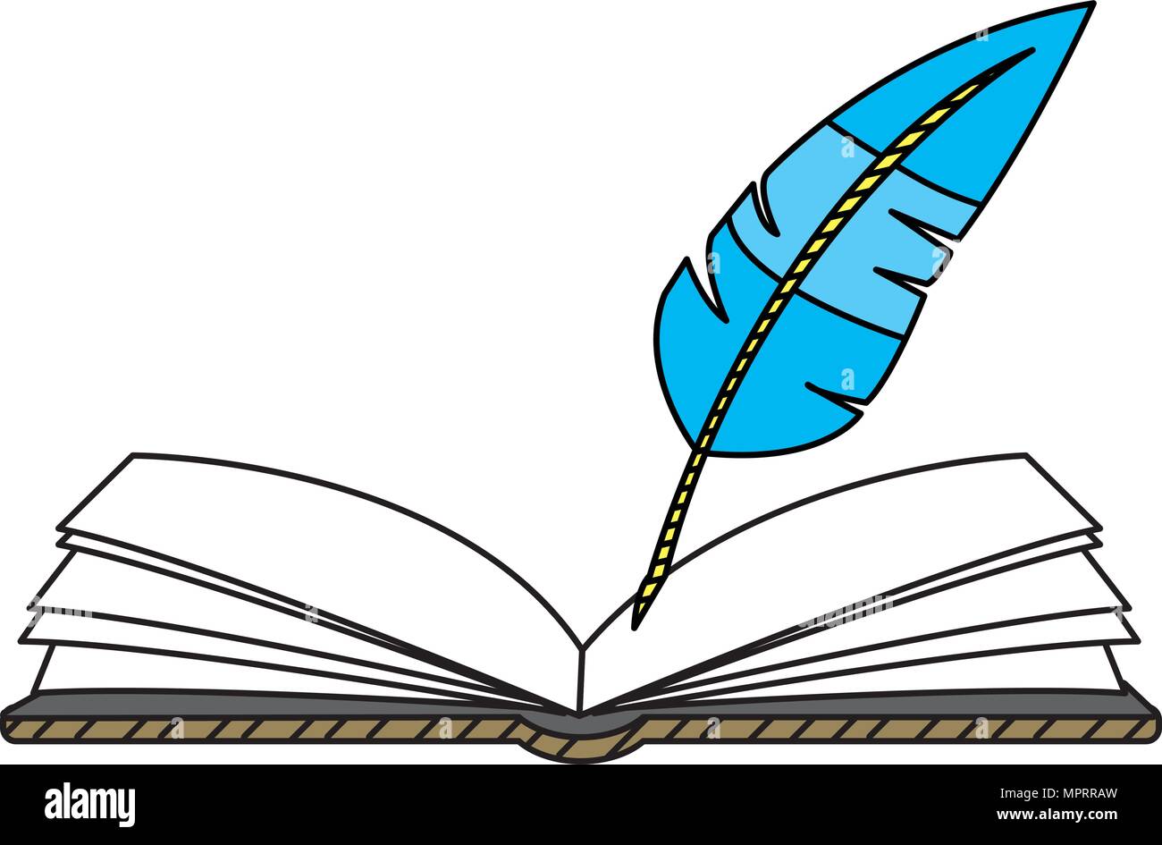 Dibujo De Libro Abierto Con La Ilustración De Plumas. Ilustraciones svg,  vectoriales, clip art vectorizado libre de derechos. Image 11505344