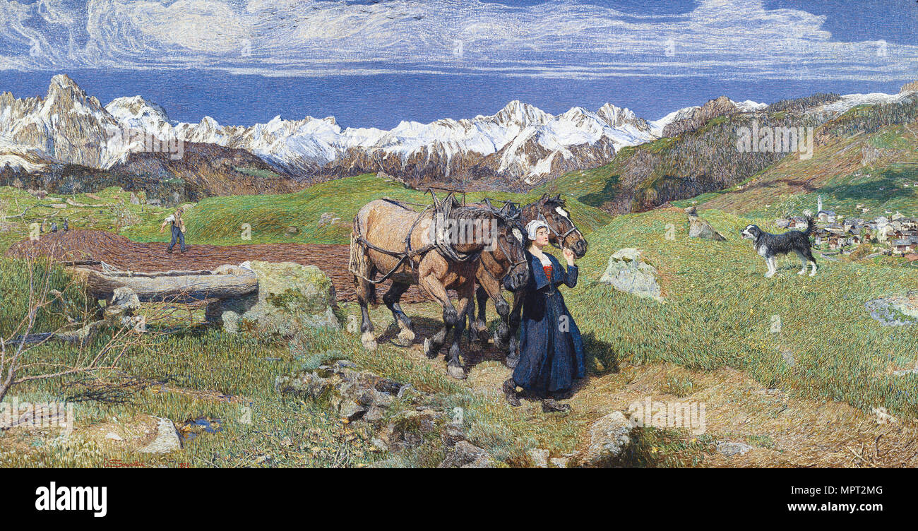 La primavera en los Alpes (la alegoría de la primavera), 1897. Foto de stock