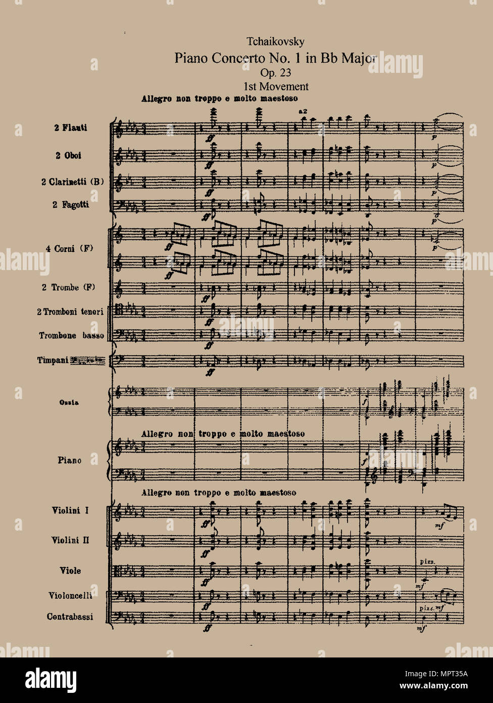 El concierto de piano nº 1, Op. 23, de Piotr Tchaikovsky, 1875 Fotografía  de stock - Alamy