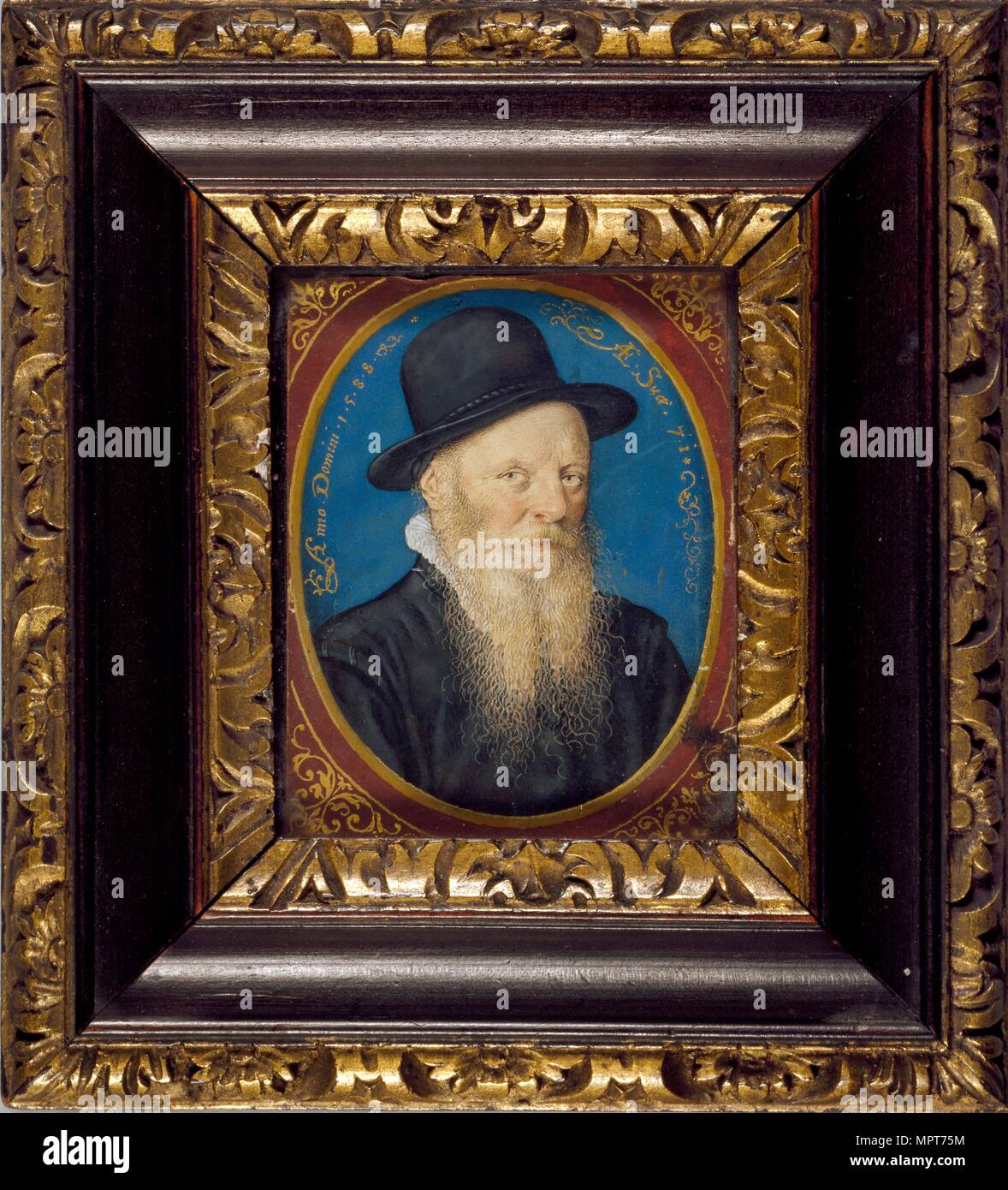 Anciano en un sombrero negro, 1588. Artista: Isaac Oliver I. Foto de stock