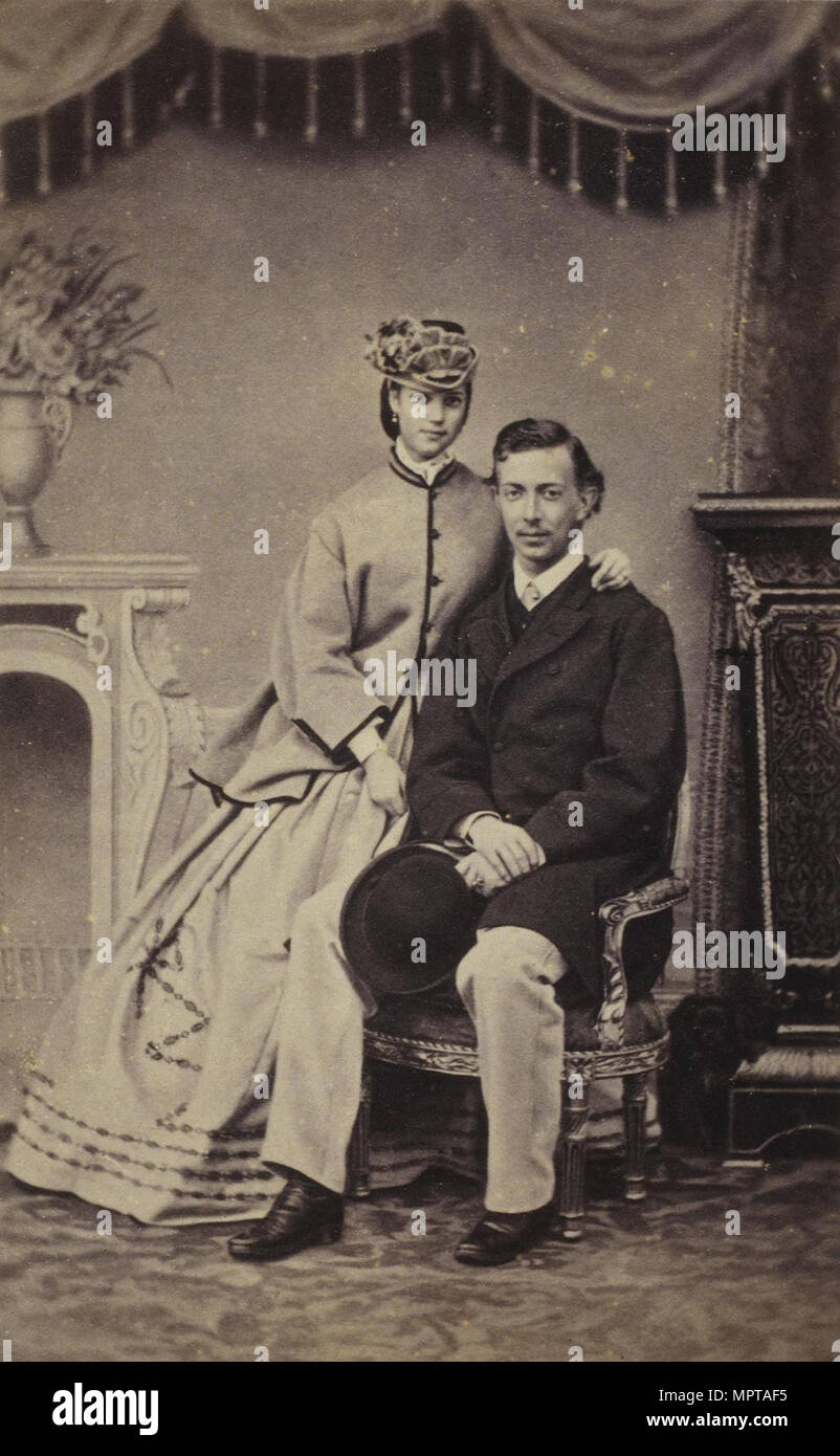 Retrato del Gran Duque Nicolás Alexandrovich de Rusia (1843-1865) y la Princesa Dagmar de Dinamarca ( Foto de stock