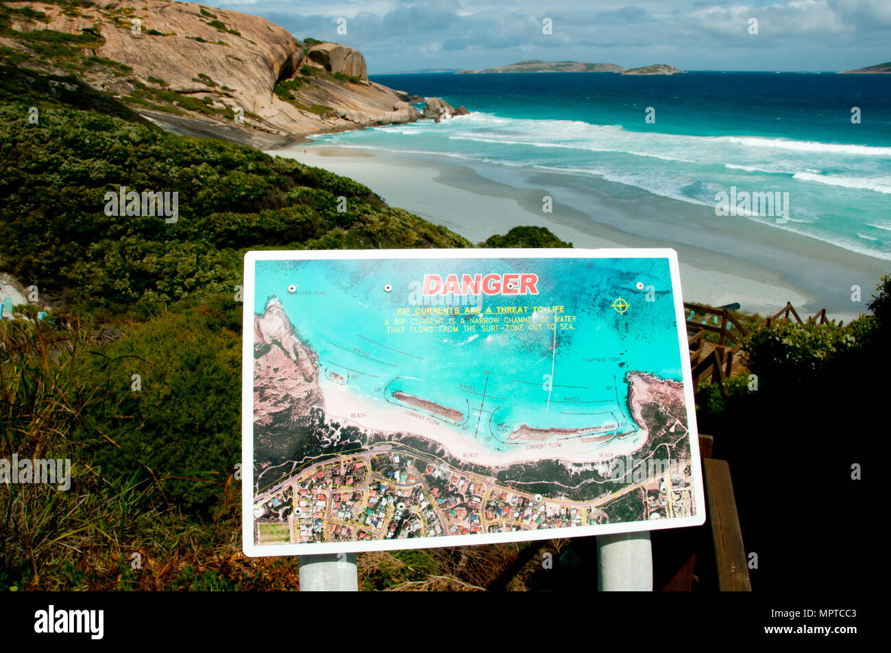 Rip Playa actual signo Foto de stock