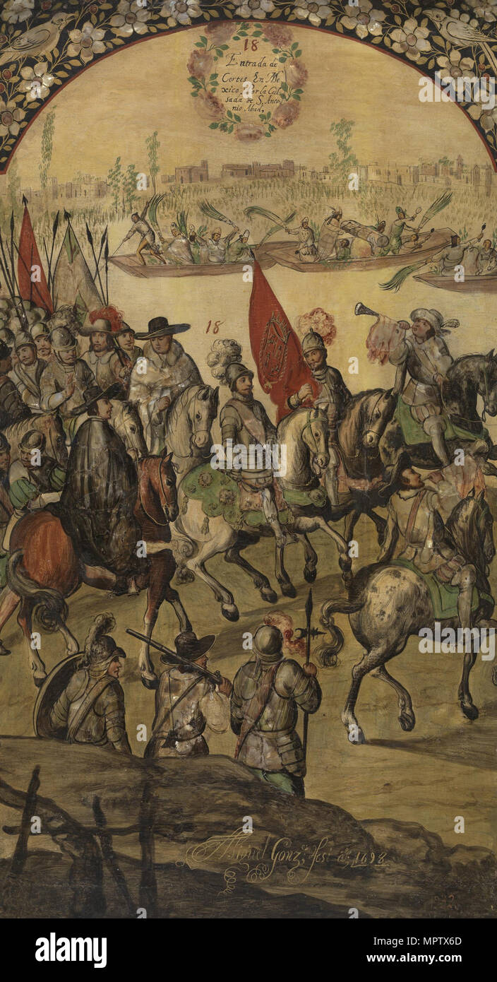 La conquista de México por Hernán Cortés. Foto de stock