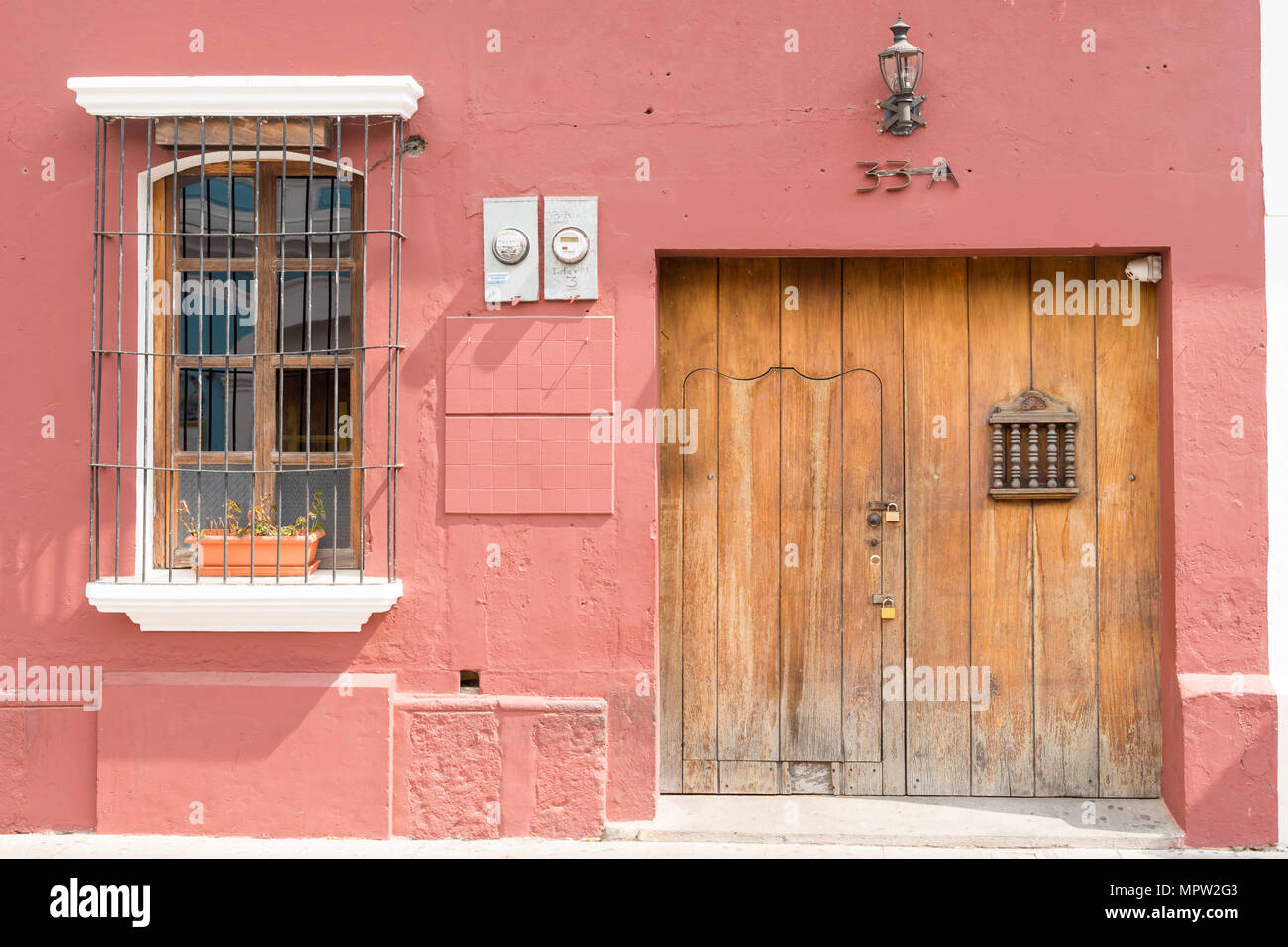 Antigua, Guatemala Diciembre 6, 2016 detalle arquitectónico en la