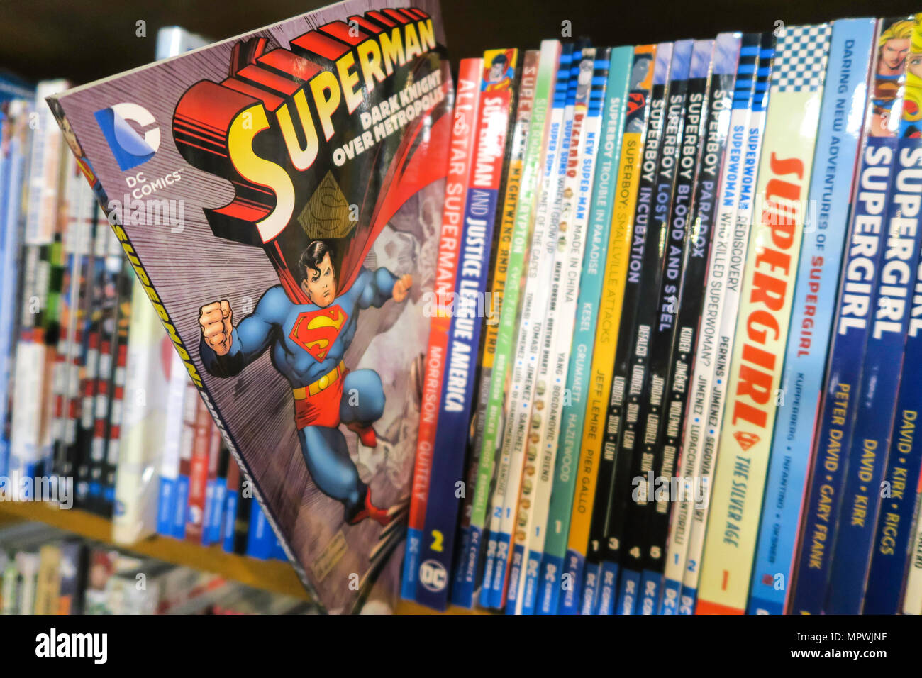 Libros de historietas de Superman, NUEVA YORK, EE.UU. Foto de stock