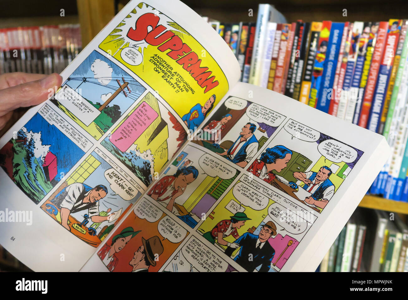 Libros de historietas de Superman, NUEVA YORK, EE.UU. Foto de stock