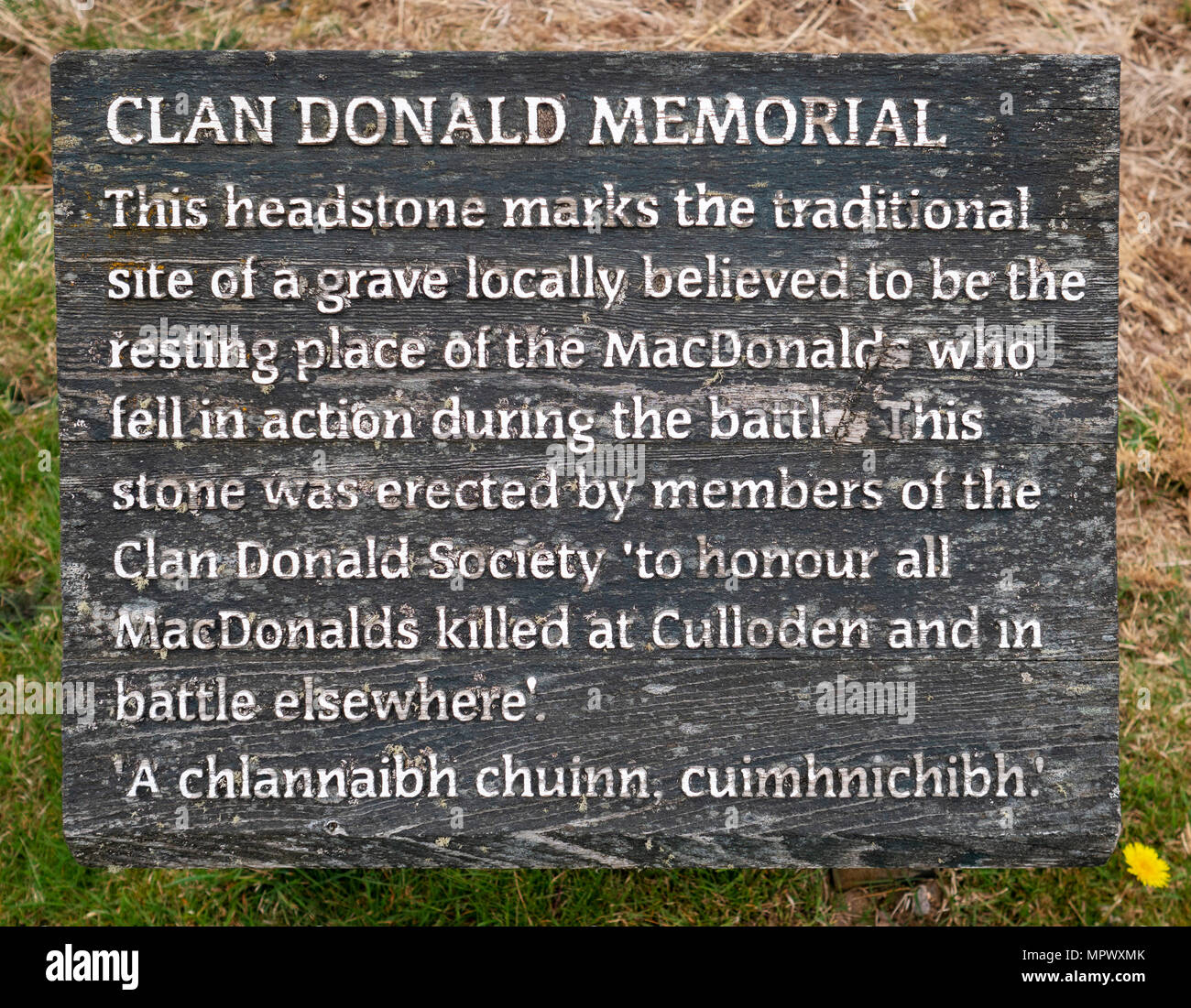 Clan Donald Memorial en Culloden Moor, cerca de Inverness, Highlands