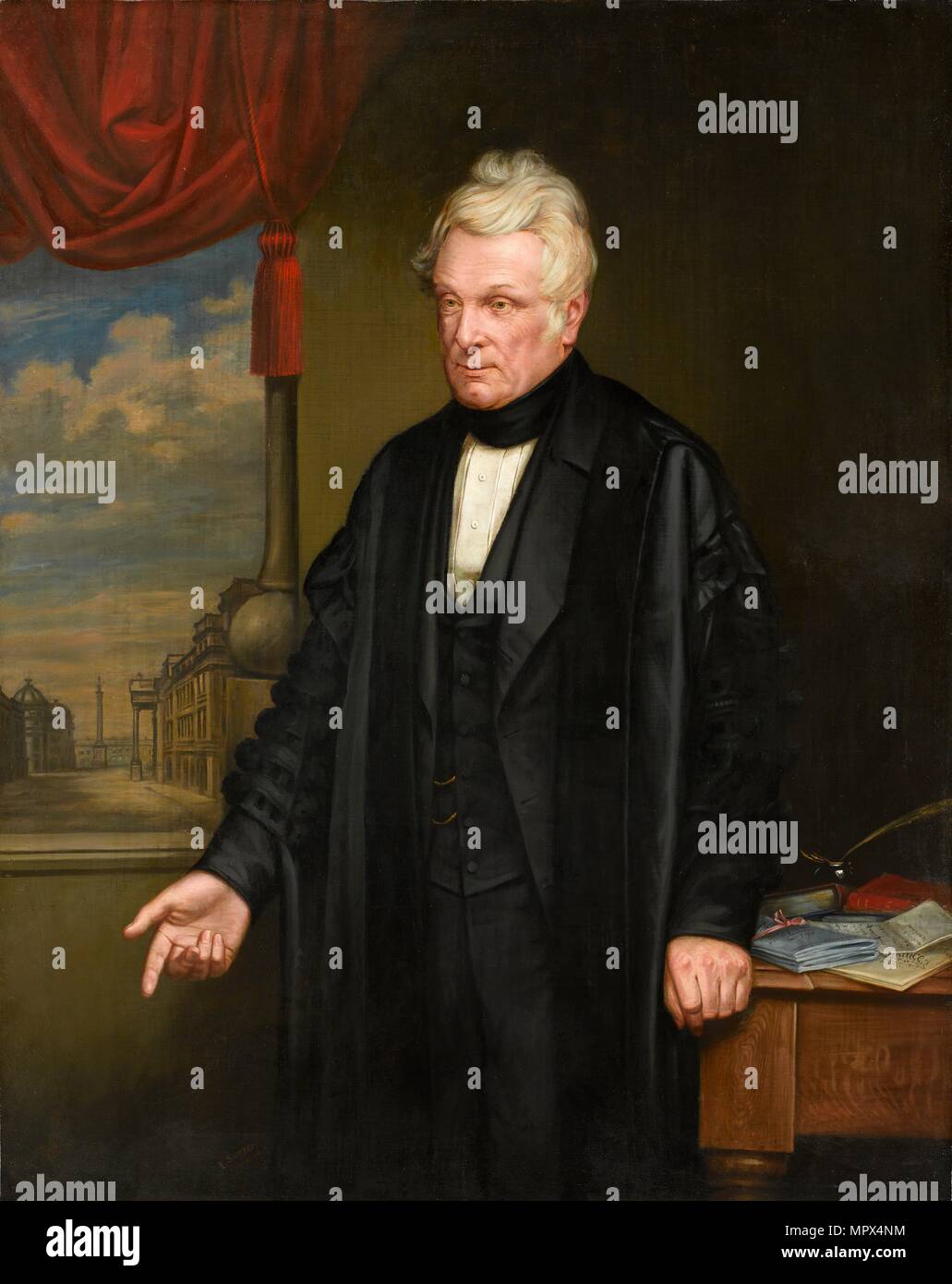 Retrato de John Clayton, abogado inglés y arqueólogo, en 1863. Artista: Edward Sawyer. Foto de stock