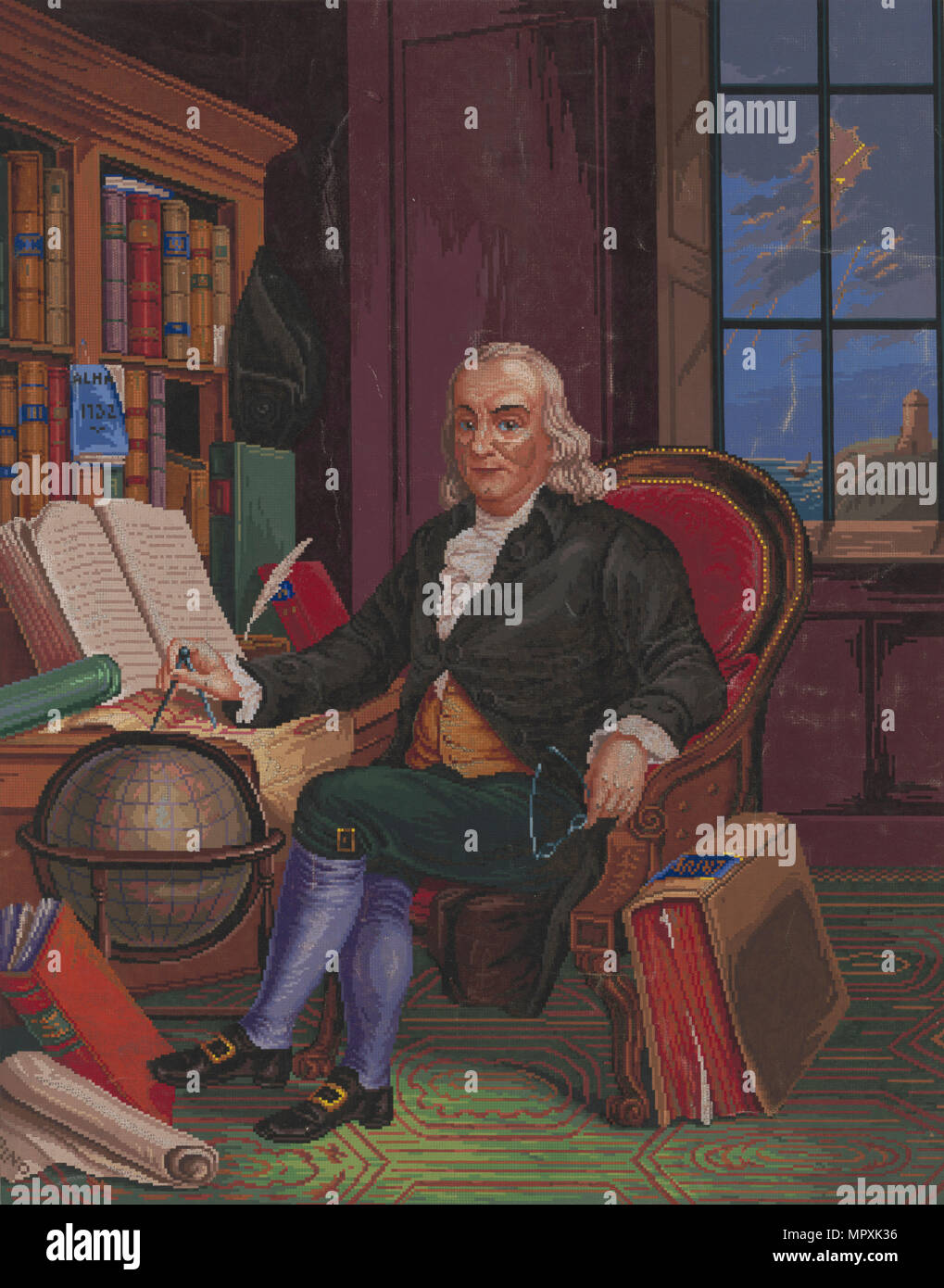 Retrato de Benjamin Franklin, ca 1845. Foto de stock