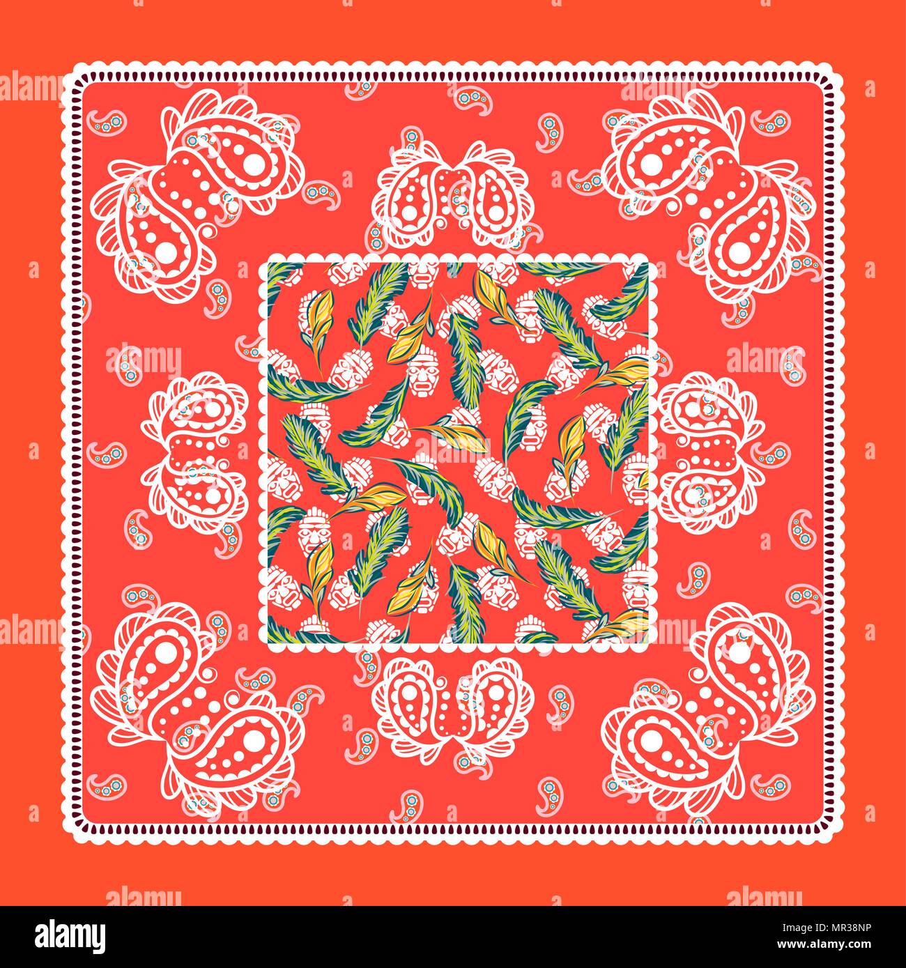 Bandana pañuelo de seda roja paisley diseño vectorial Imagen Vector de  stock - Alamy