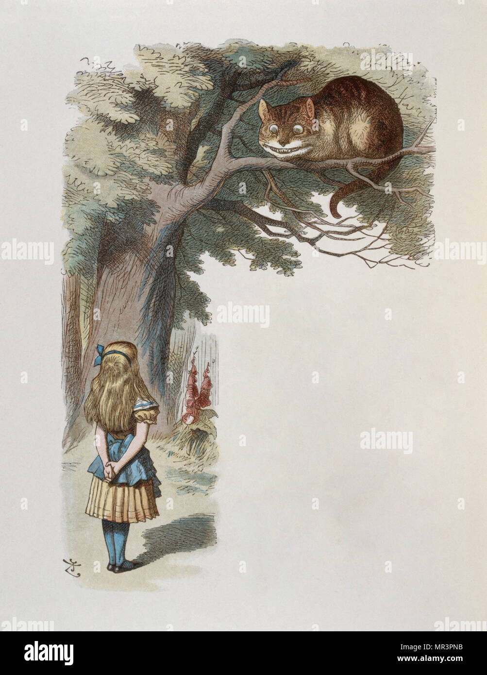 Ilustración por Tenniel, desde la edición de 1890 de "Alicia en el país de las Maravillas" de Lewis Carroll. Foto de stock