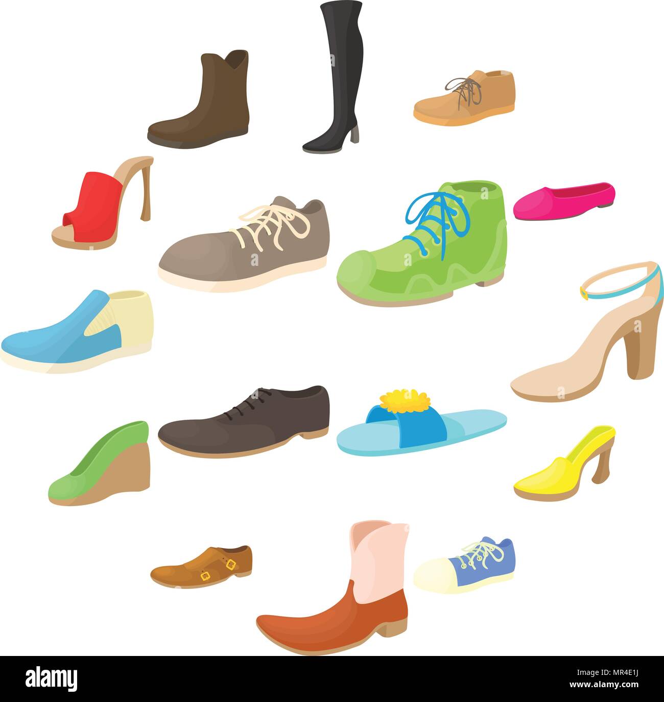 Iconos de zapatos, estilo de dibujos animados Imagen Vector de stock - Alamy