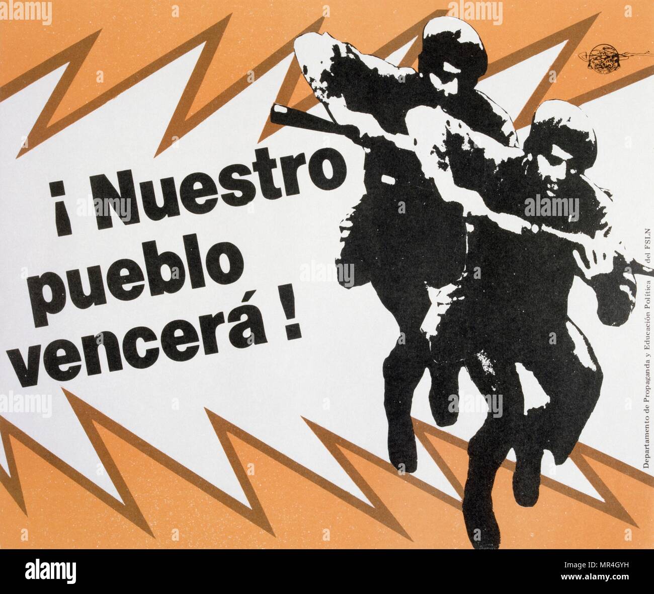 Frente Sandinista de Liberación Nacional (FSLN) cartel propagandístico en Nicaragua. El partido fue nombrado después de Augusto César Sandino, quien encabezó la resistencia nicaragüense contra la ocupación de los Estados Unidos de Nicaragua en 1930. El FSLN derrocó a Anastasio Somoza en 1979, poniendo fin a la dinastía Somoza, y estableció un gobierno revolucionario en su lugar. Tras su toma del poder, los sandinistas gobernaron Nicaragua desde 1979 a 1990, primero como parte de una Junta de Gobierno de Reconstrucción Nacional. Foto de stock