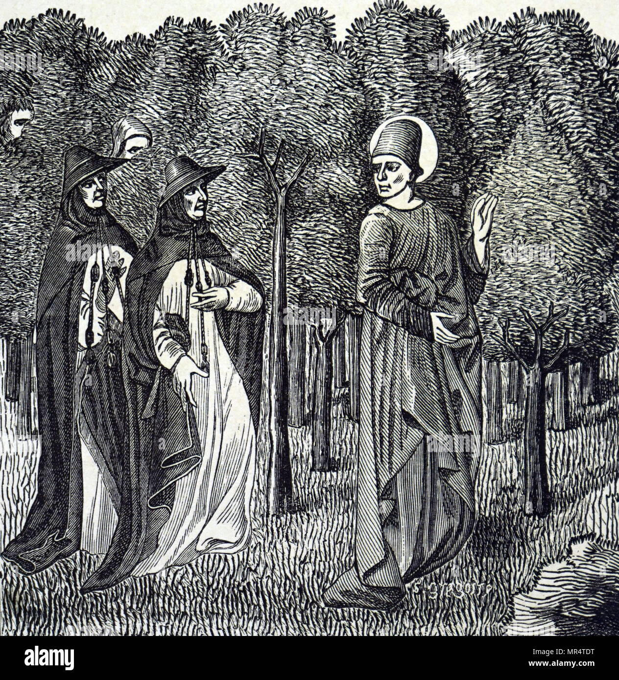 Grabado representando a san Jerónimo con dos cardenales. San Jerónimo