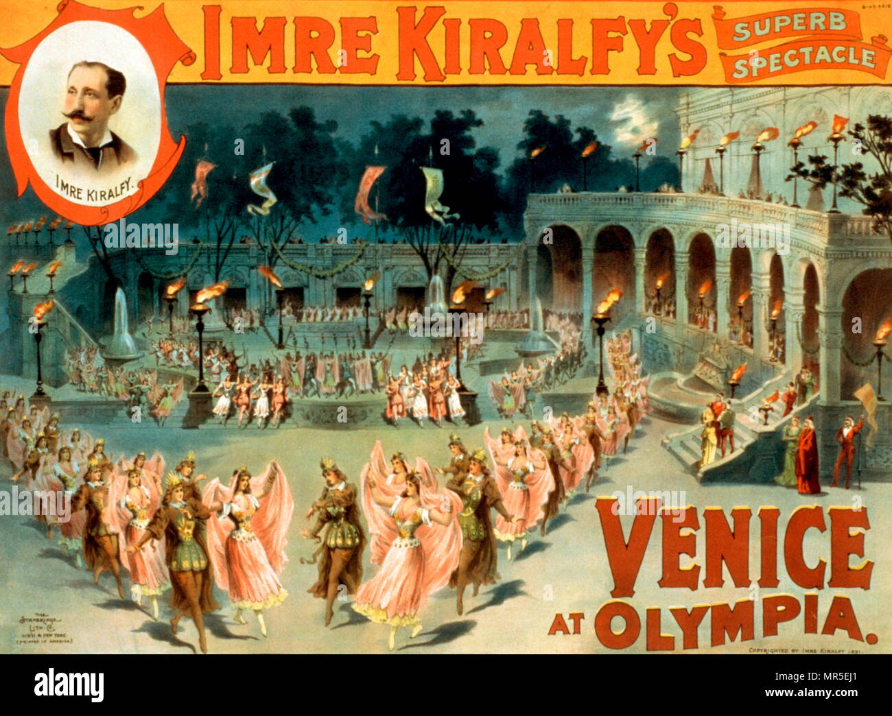 Imre Kiralfy del gran espectáculo histórico, Venecia, la novia del mar en Olimpia, Cincinnati USA. 1891 Foto de stock