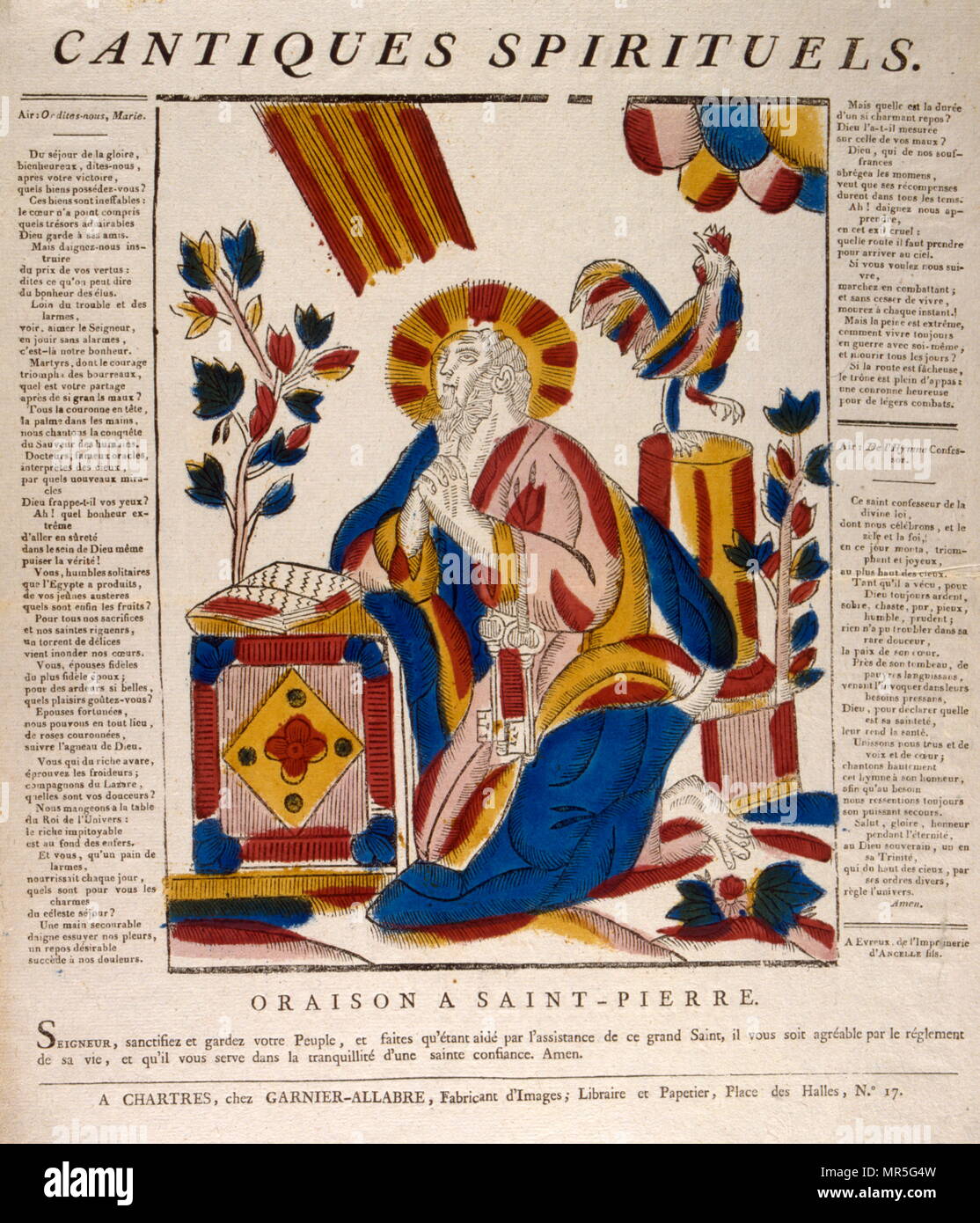 Francés del siglo xix ilustraciones representando a la oración de San Pedro Foto de stock
