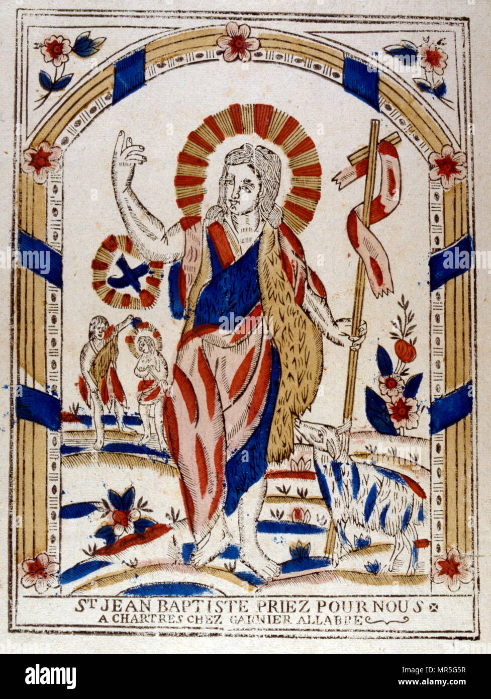 Francés del siglo xix ilustración representando a San Juan el Bautista predicando en el desierto Foto de stock
