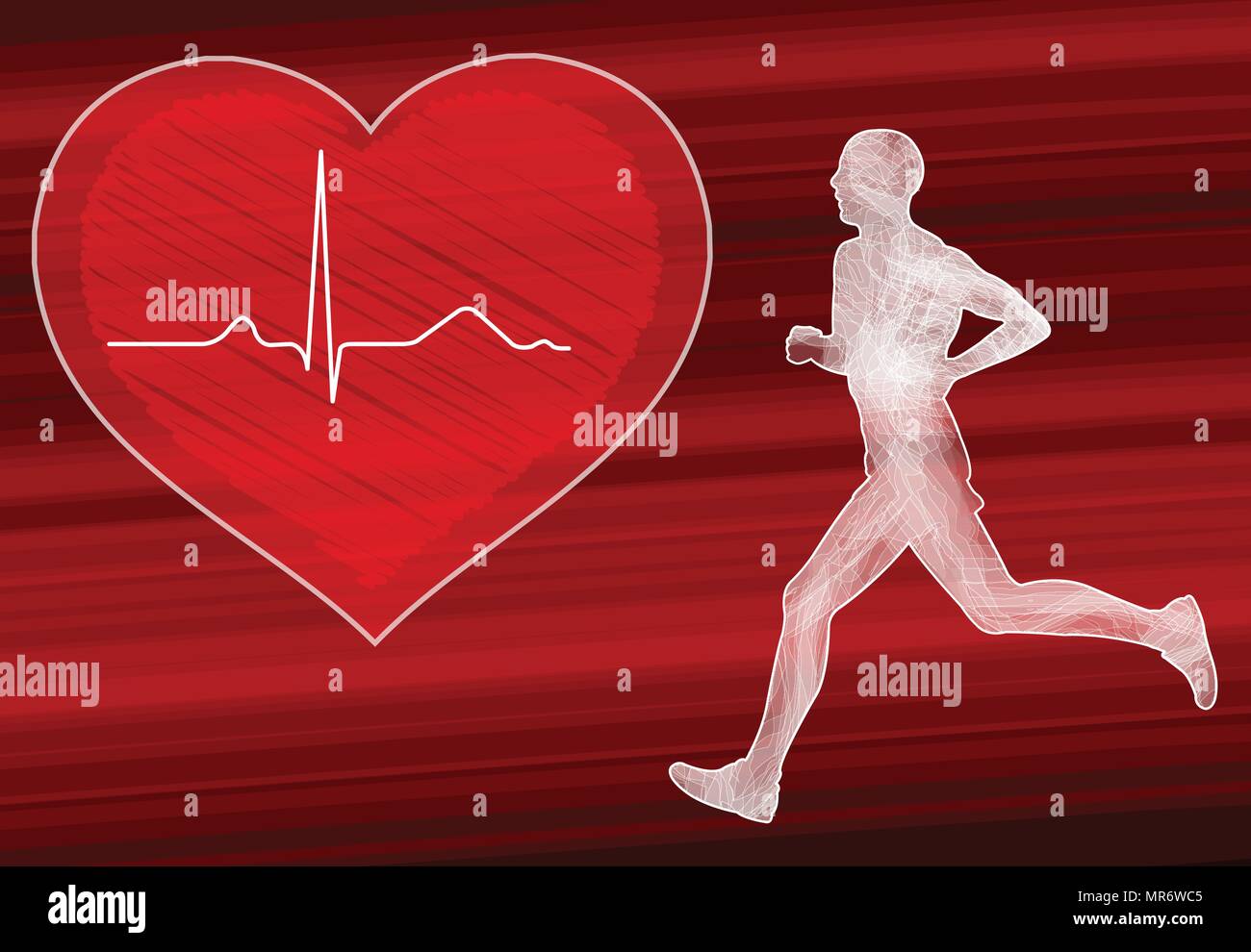 Cardio training en la prevención de enfermedades cardiacas concepto - vector Ilustración del Vector