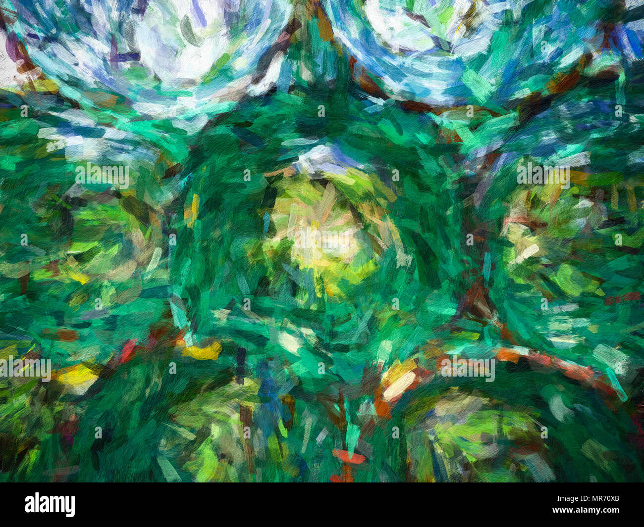 Digital abstracto óleo sobre lienzo lleno de textura y color brillante Foto de stock