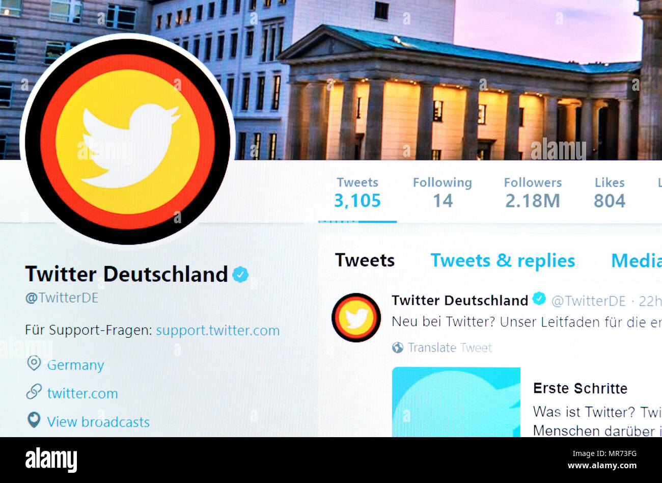 Twitter Twitter Página oficial alemán Deutschland (2018) Foto de stock