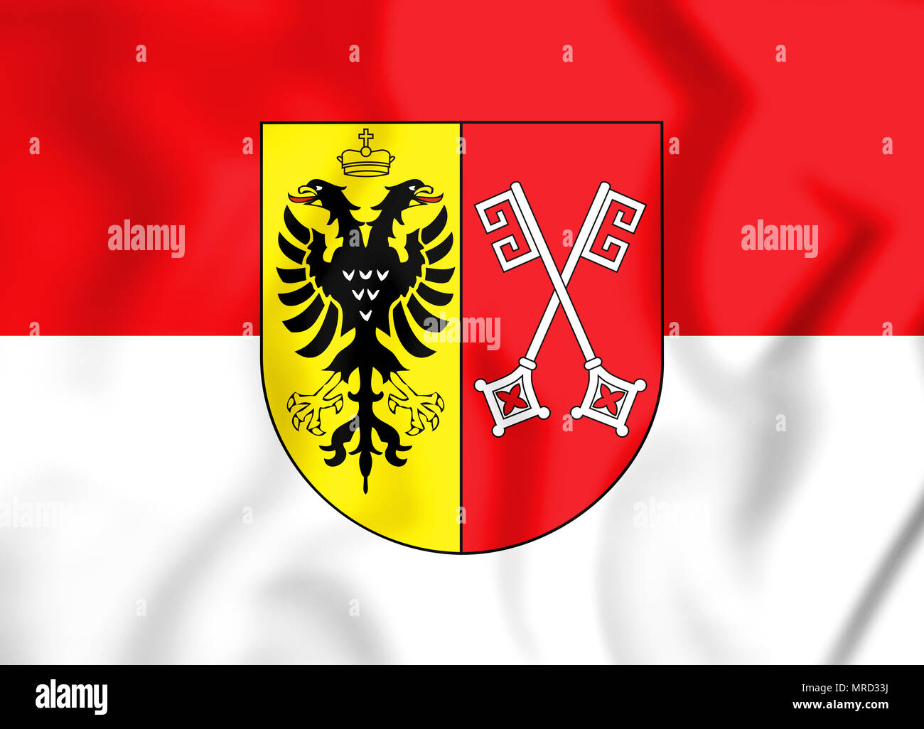 3D Bandera de Minden (Renania del Norte-Westfalia), Alemania. Ilustración 3D. Foto de stock