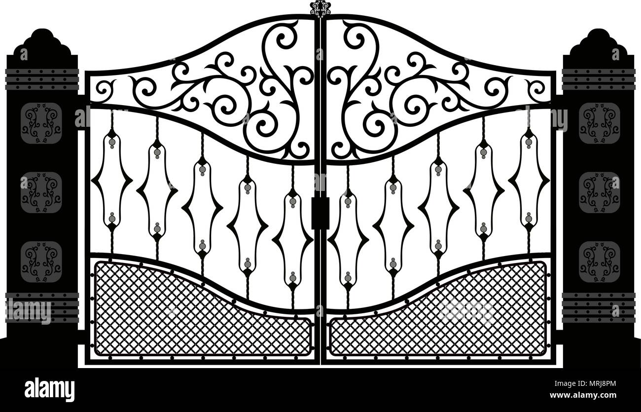 Hermoso adorno portones de hierro ilustración vectorial EPS 10 Imagen  Vector de stock - Alamy