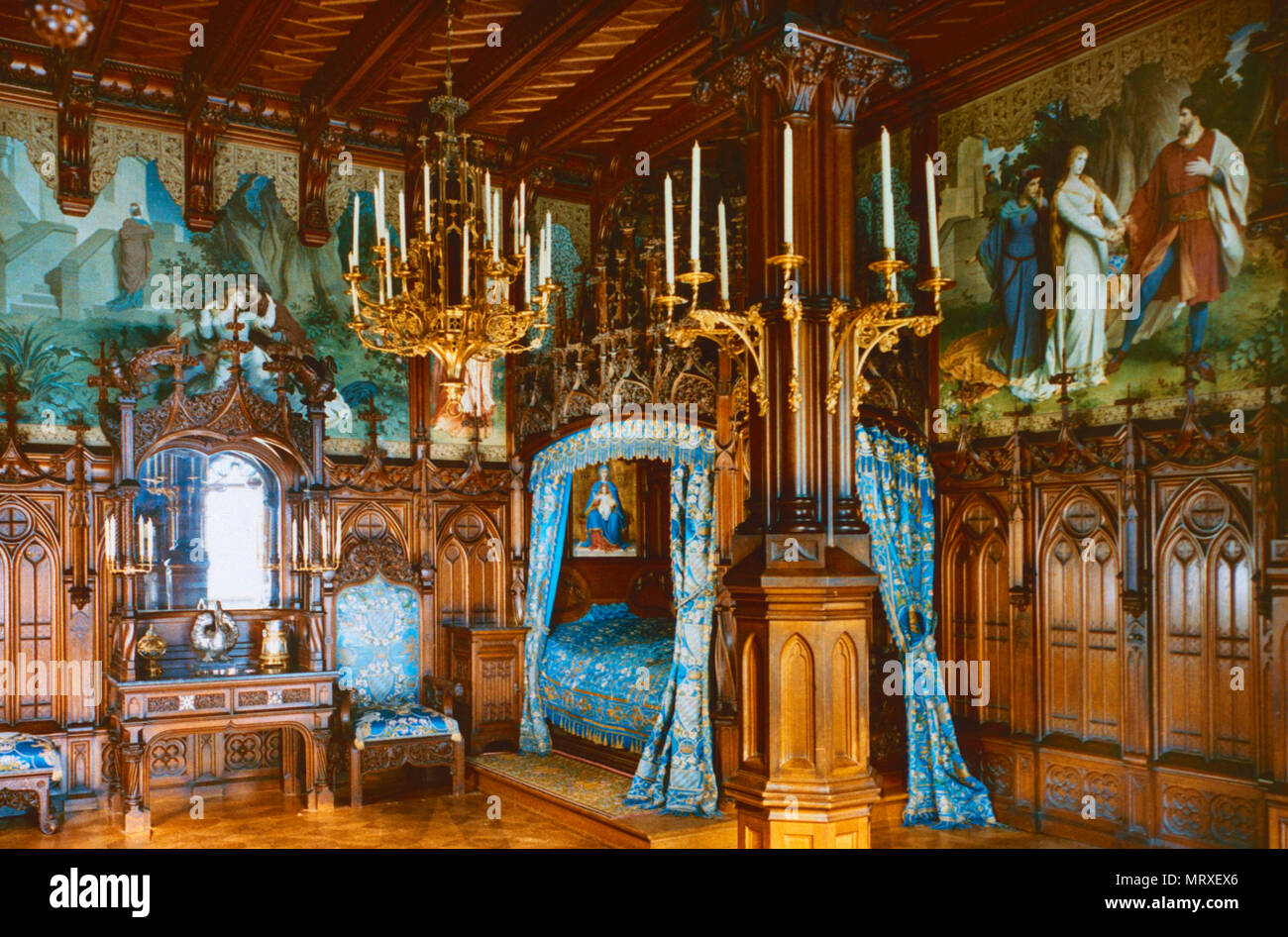 Dormitorio,Neuschwanstein, Baviera, Alemania Fotografía de stock Dormitorio,Neuschwanstein, Baviera, Alemania Fotografía de stock