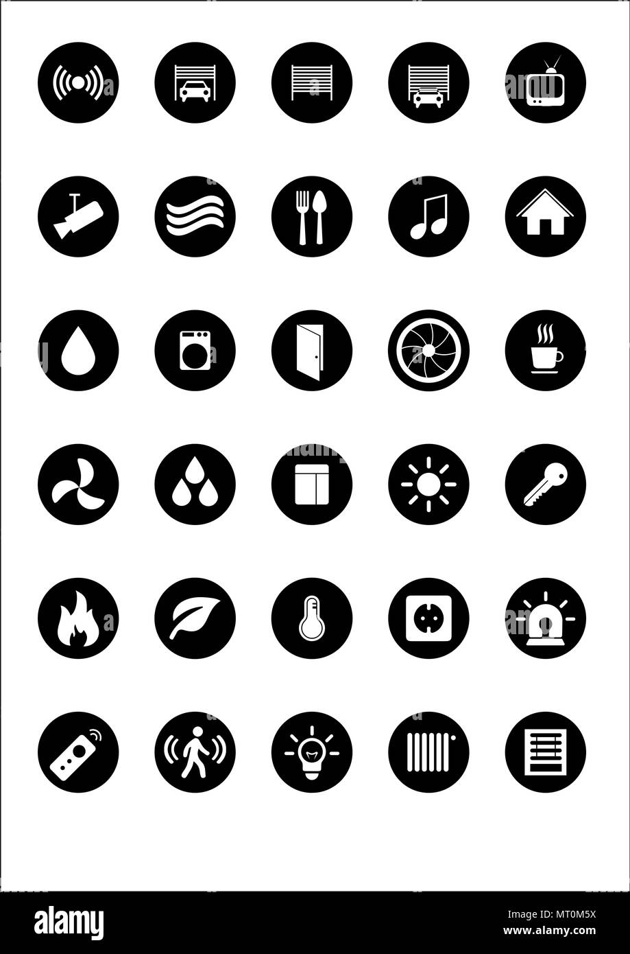 Set de 30 iconos de calidad sobre la tecnología de la automatización del  hogar inteligente formas de casa, bombilla, termostato, seguridad,  e-commerce, los aparatos conectados con Imagen Vector de stock - Alamy