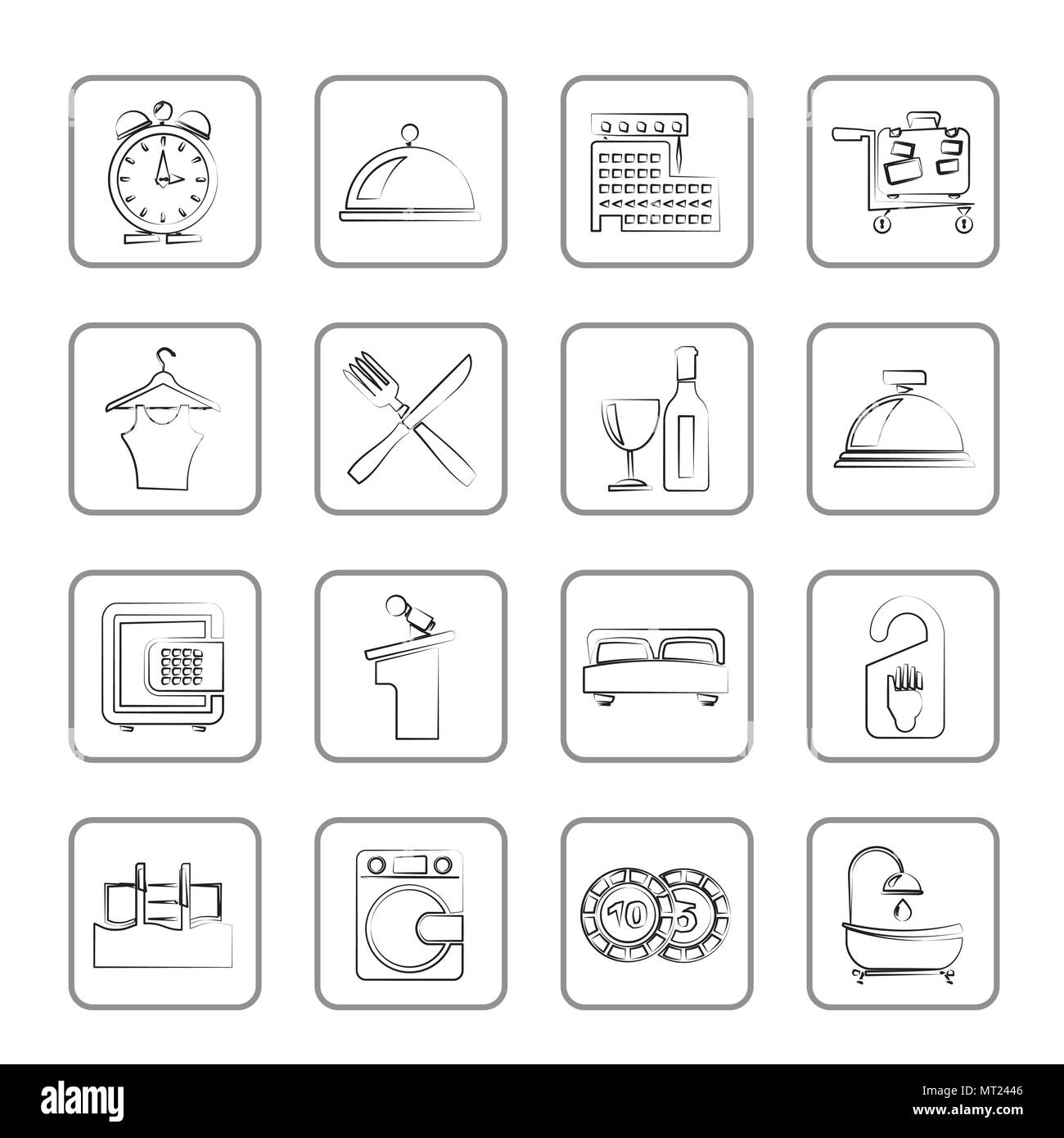 Iconos de hotel y motel - Conjunto de iconos vectoriales Ilustración del Vector