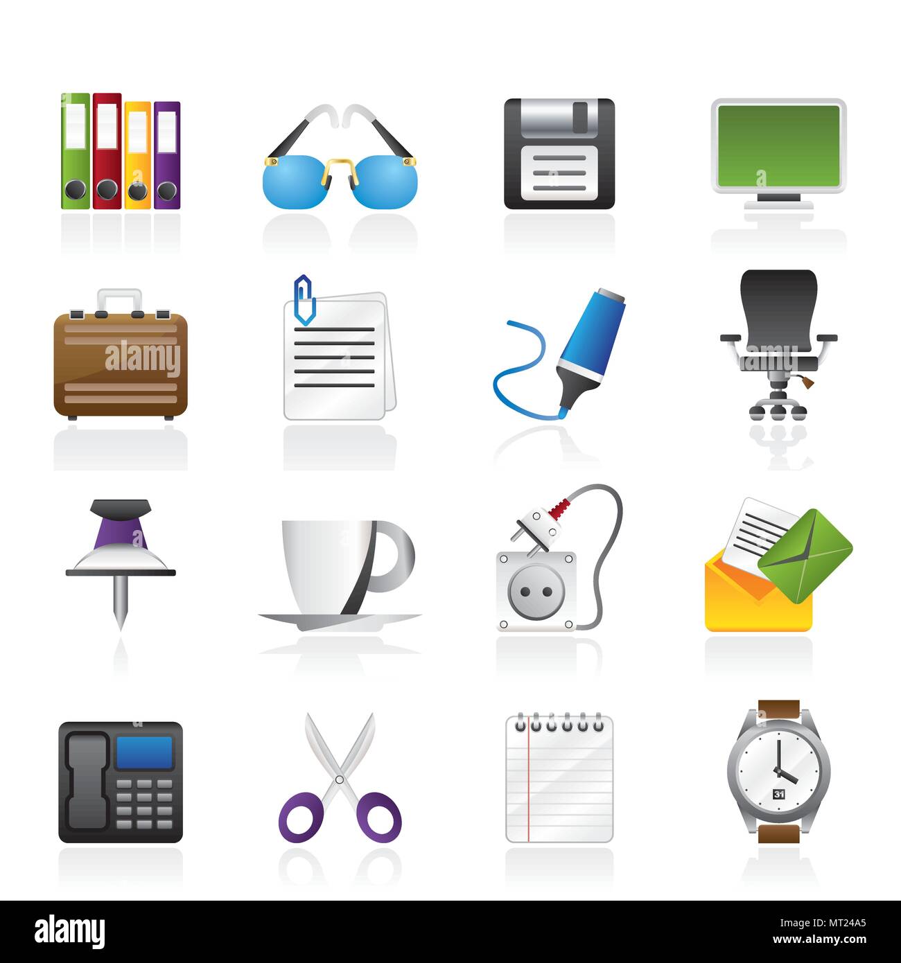 Negocios y objetos de oficina iconos vector - conjunto de iconos Imagen  Vector de stock - Alamy
