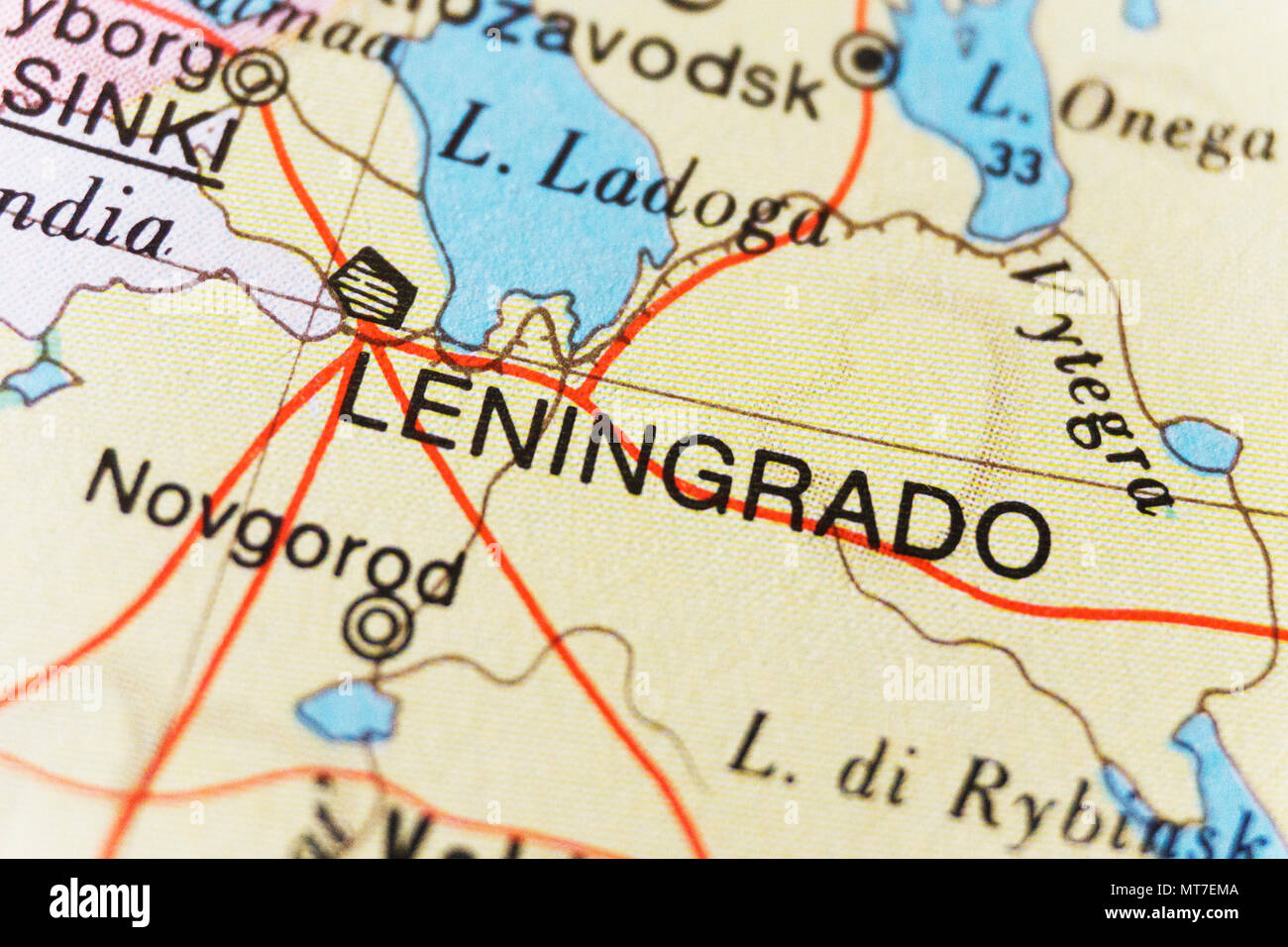 Mapa de Leningrado. Un primer plano de Leningrado. Concepto de viaje