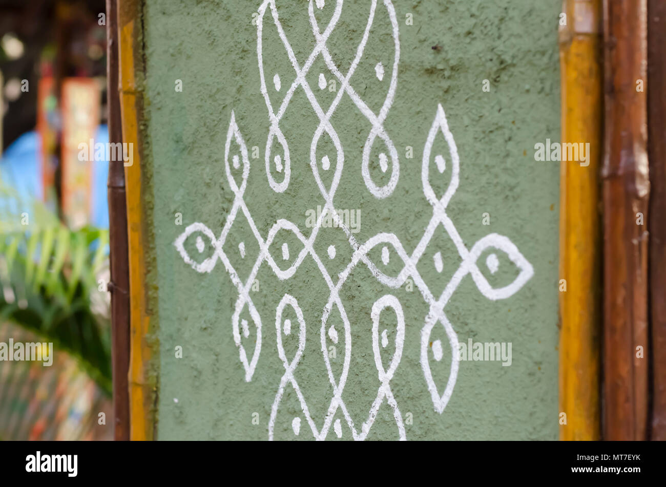 Rangoli Decoraciones Sobre Una Pared Para Atraer La Buena Suerte Y
