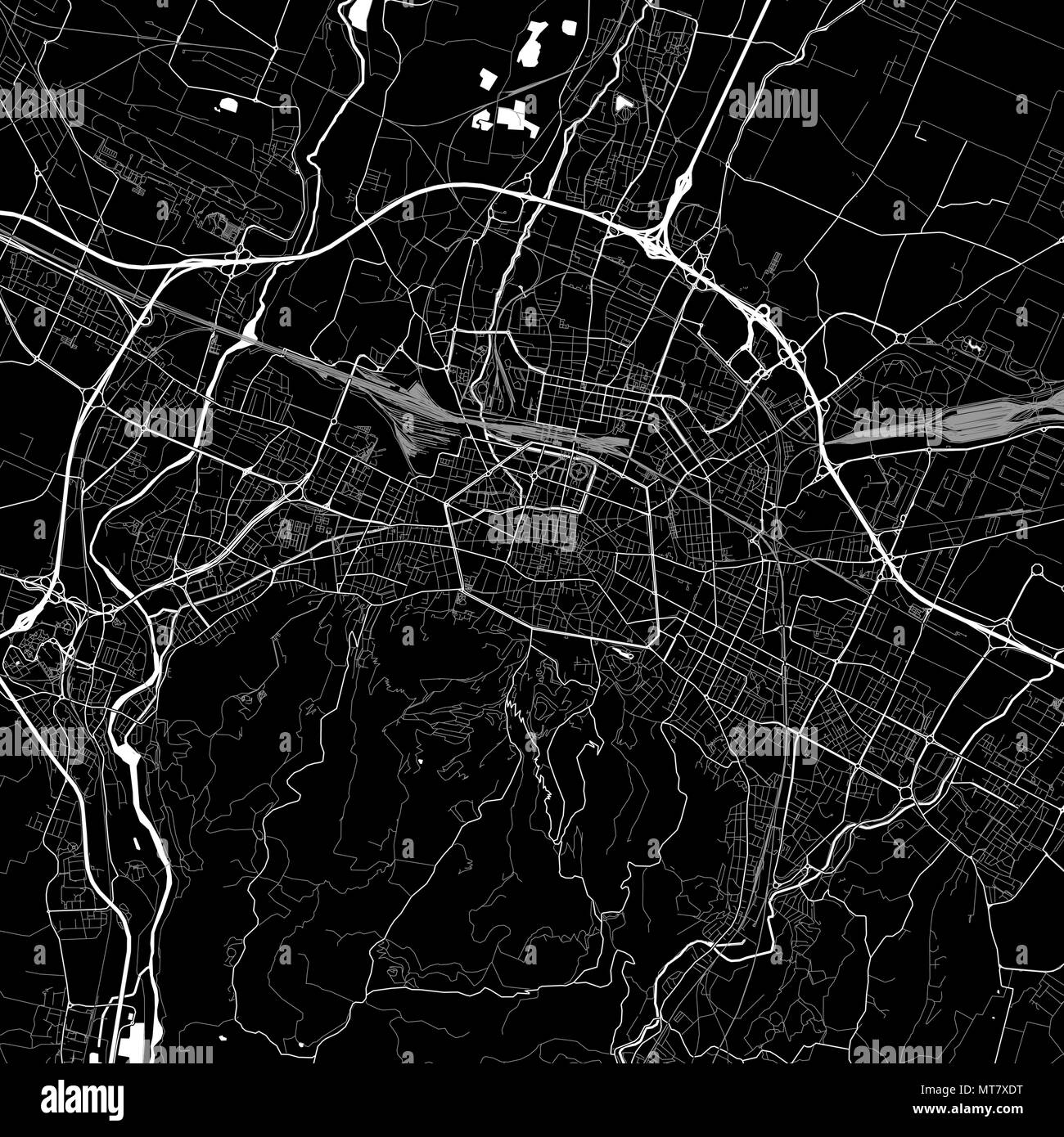 Mapa De La Zona De Bolonia Italia Fondo Oscuro Versión Para Infografía Y Proyectos De 8633