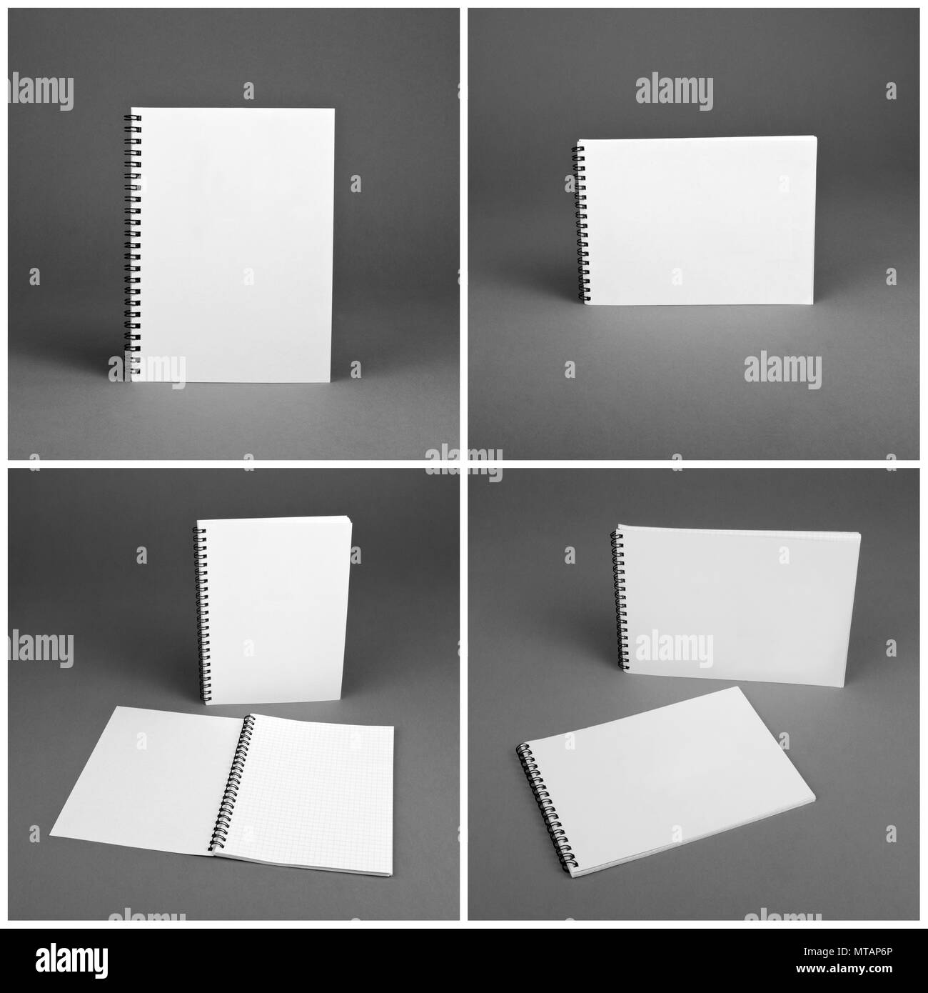 Serie De Cuadernos De Espiral En Blanco Sobre Fondo Gris Plantilla Para Tu Diseño Fotografía De 7854