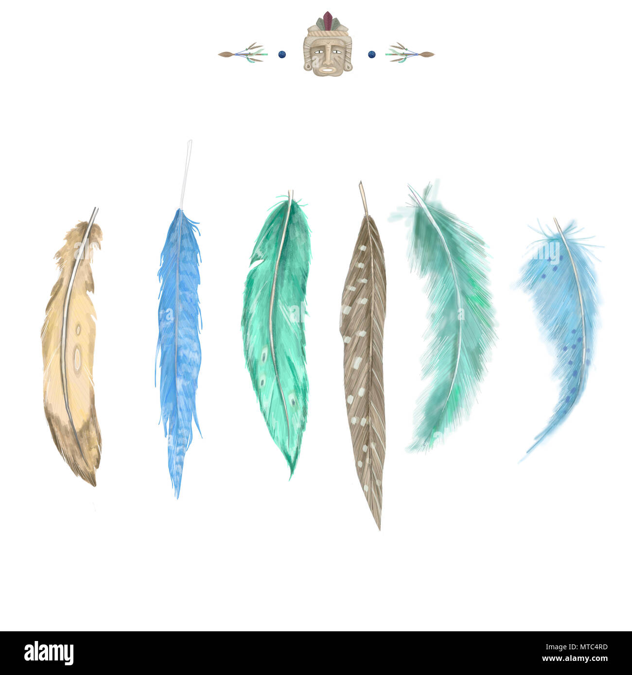 Plumas plumas azules, atrapasueños pluma pluma digital, imágenes  prediseñadas, dibujo, ilustración sobre fondo blanco Fotografía de stock -  Alamy