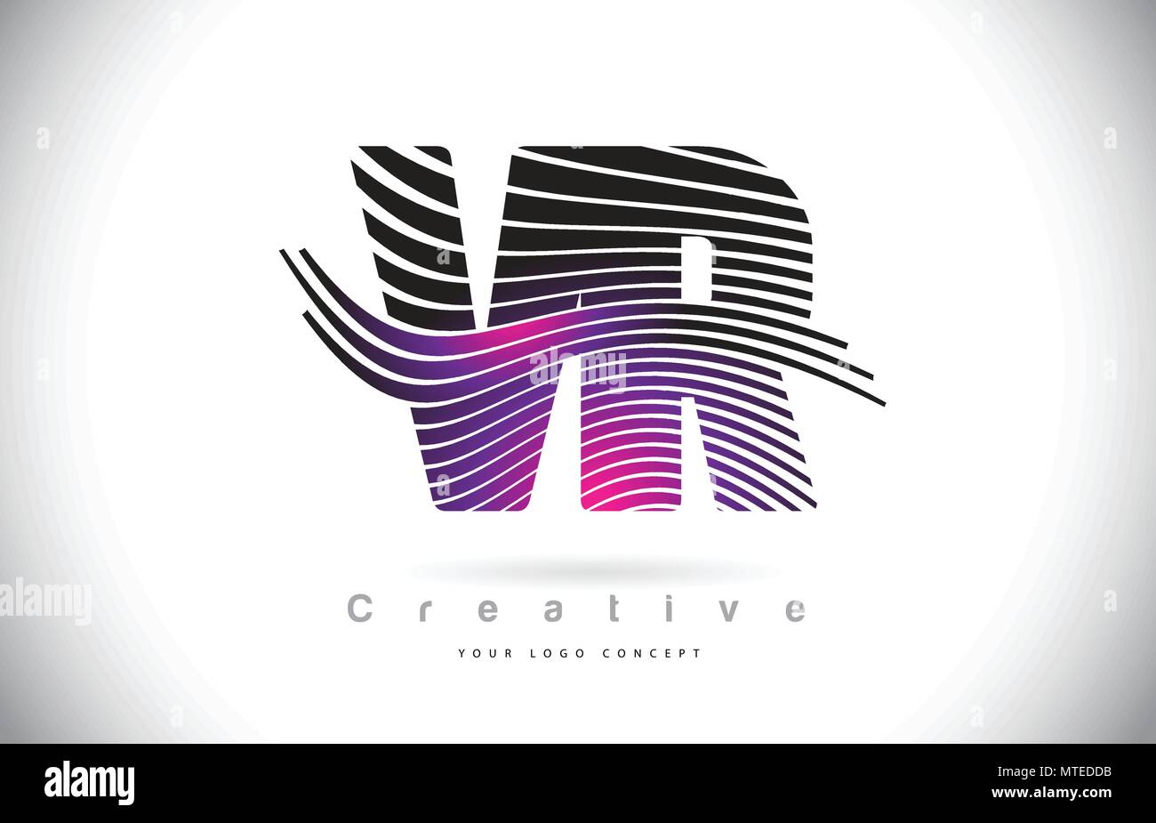 VR V R Zebra textura Carta Diseño de logotipo con líneas creativas y Swosh  en púrpura vector de color magenta Imagen Vector de stock - Alamy
