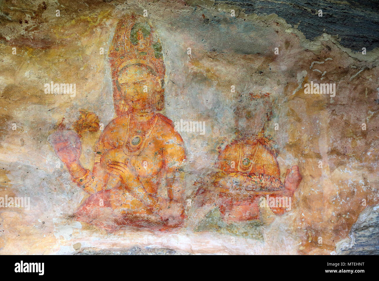 Sigiriya maiden - frescos en fortaleza en Sri Lanka Foto de stock