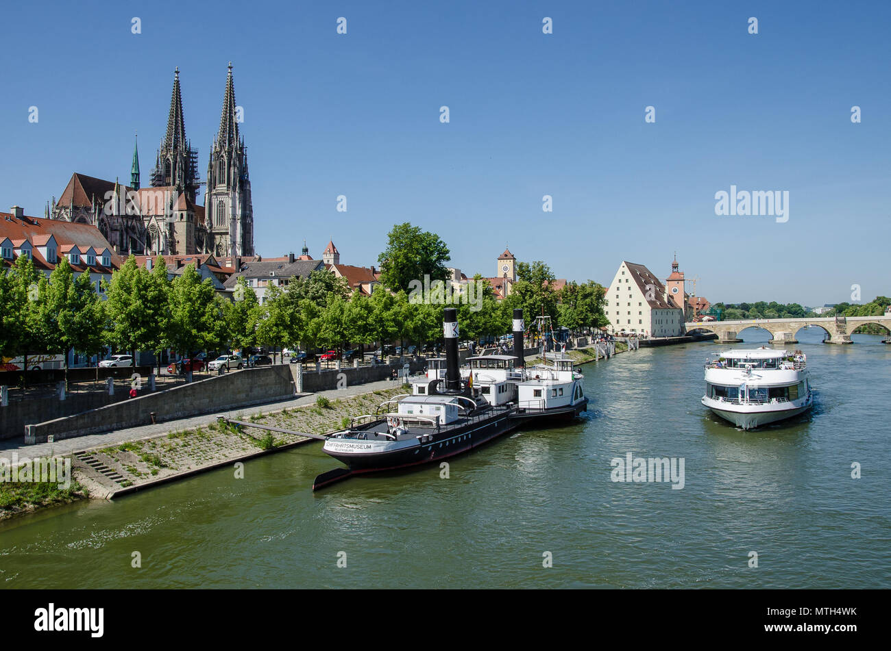 Regensburg es la mejor conservada ciudad medieval en Alemania. Casi 1.000 monumentos están situados cerca del centro de la ciudad. Foto de stock
