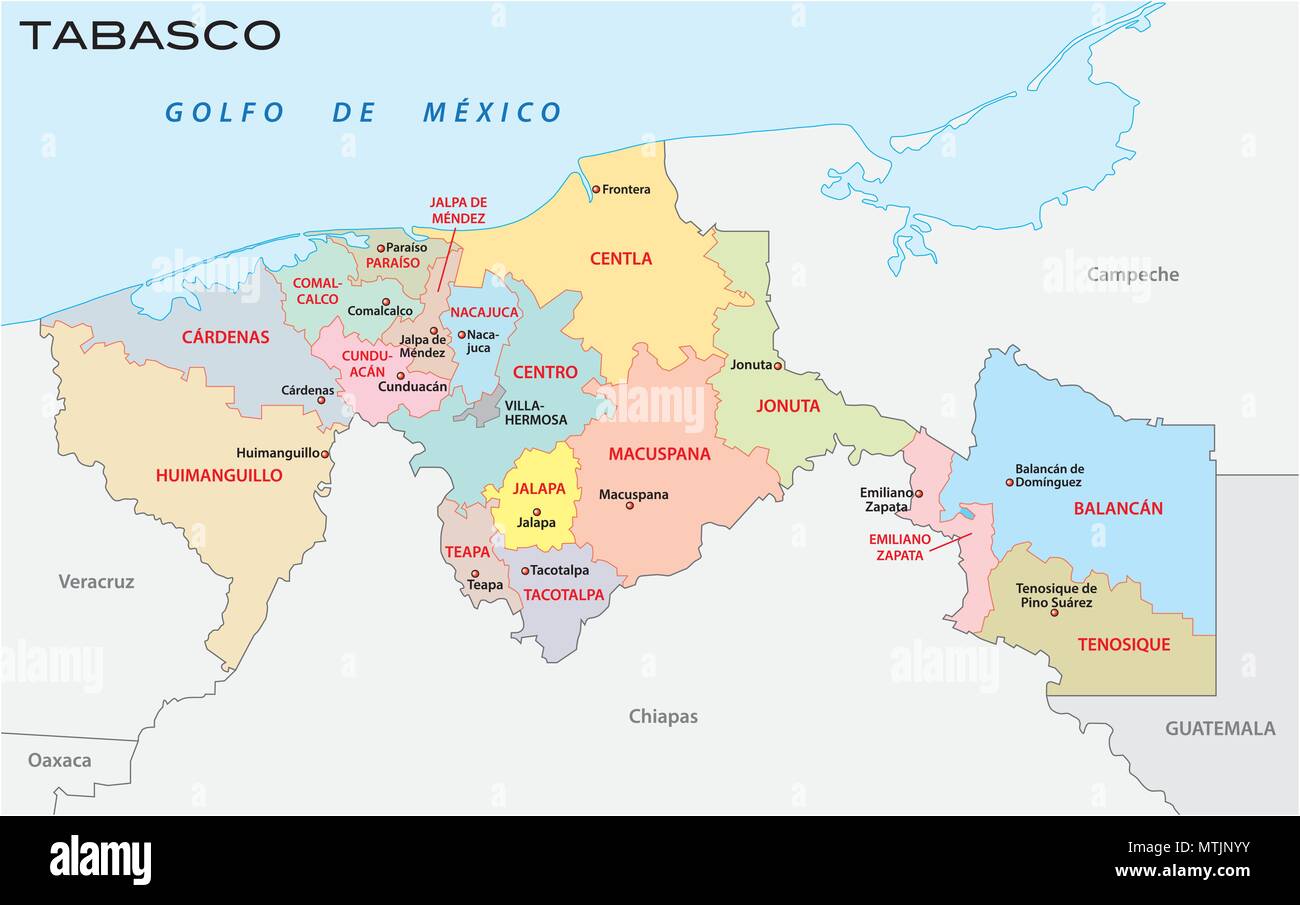 Mapa De Tabasco Con Nombres