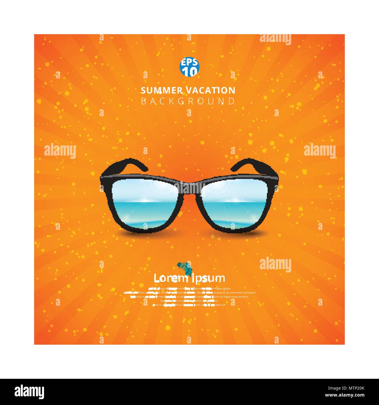 Seascape con gafas de sol. Fondo de verano para impresión, publicidad, un  folleto, un cartel, un folleto. Ilustración vectorial Imagen Vector de  stock - Alamy
