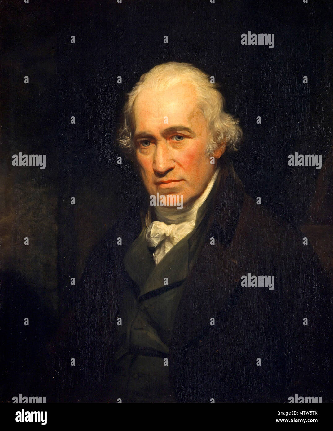 James Watt (1736 - 1819) inventor escocés, ingeniero mecánico, inventó el motor de vapor de Watt en 1781. Pintura de James Watt por John Partridge, después de Sir William Beechey Foto de stock