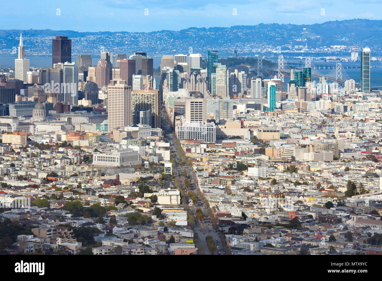 Vista panorámica de San Francisco, California, EE.UU. Foto de stock